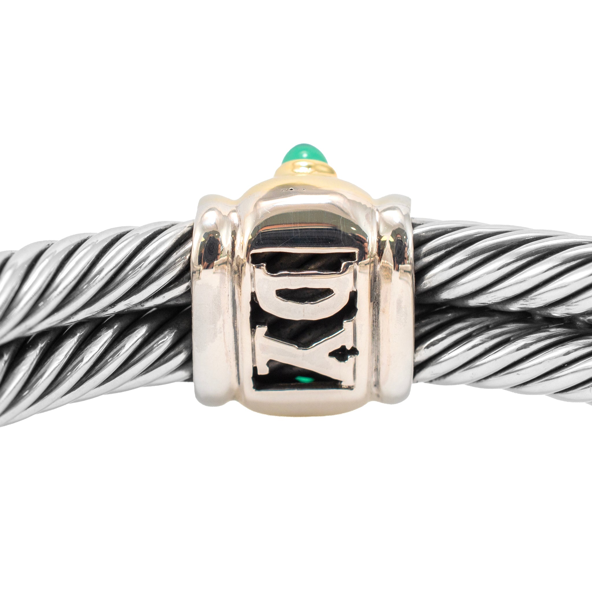 David Yurman Silver 14K Yellow Gold Double Cable Renaissance Cuff Bracelet