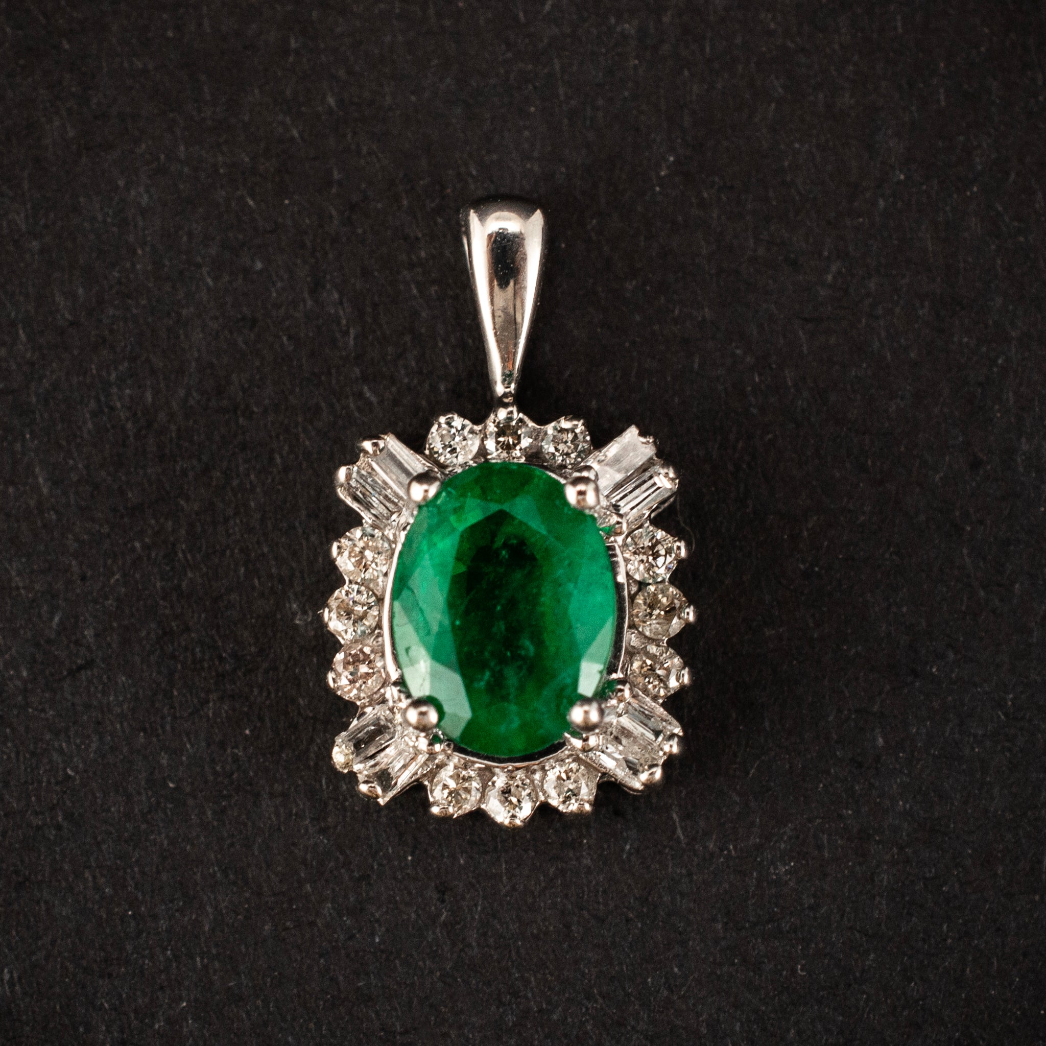 Pendant 0.22ct Diamond Emerald 1.13ct 14K White Gold Modern Style 454364 available at DJP Jewelers & Luxury Buyers