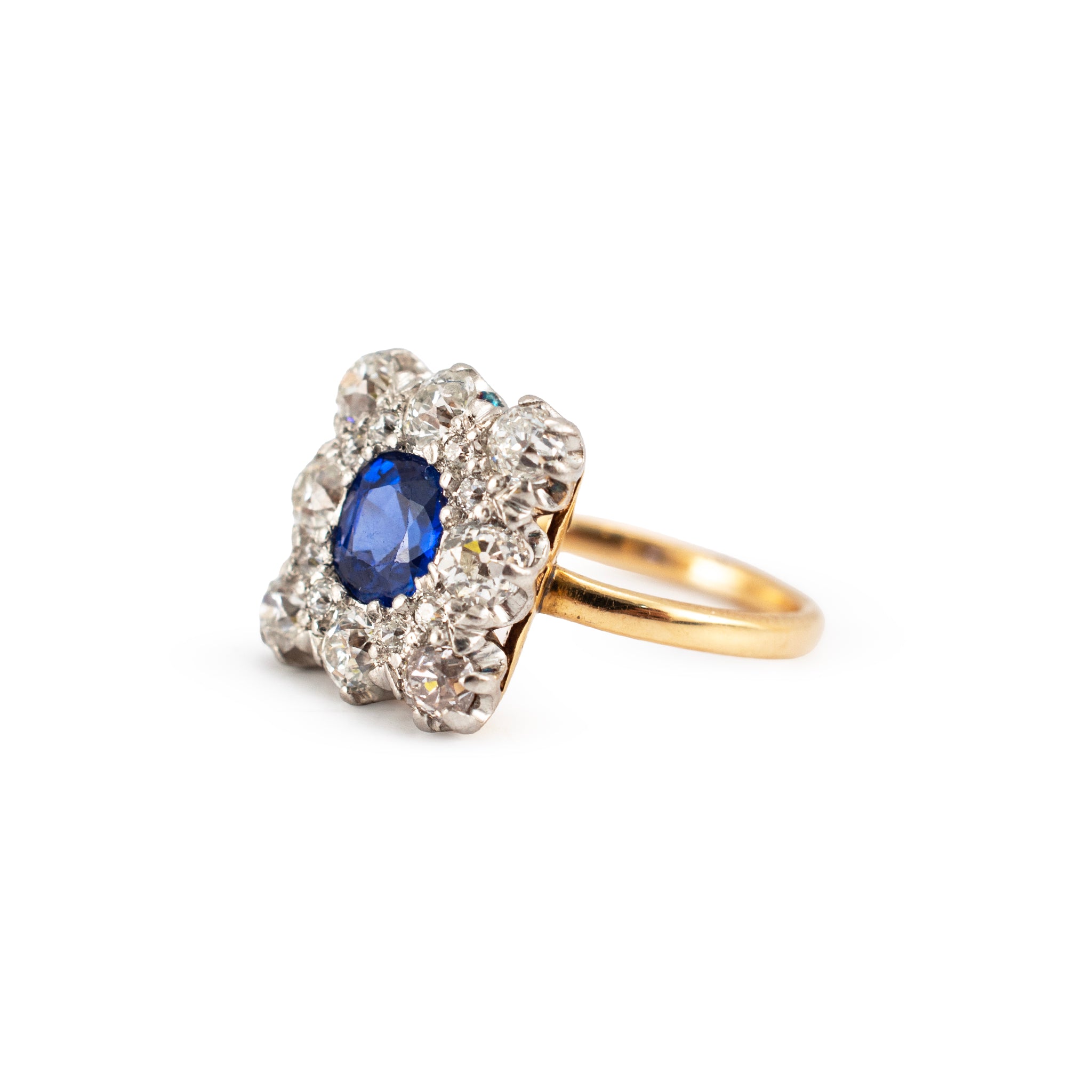 Antique Platinum 18K Gold Gia Royal Blue Kashmir Sapphire Diamond Cocktail Ring