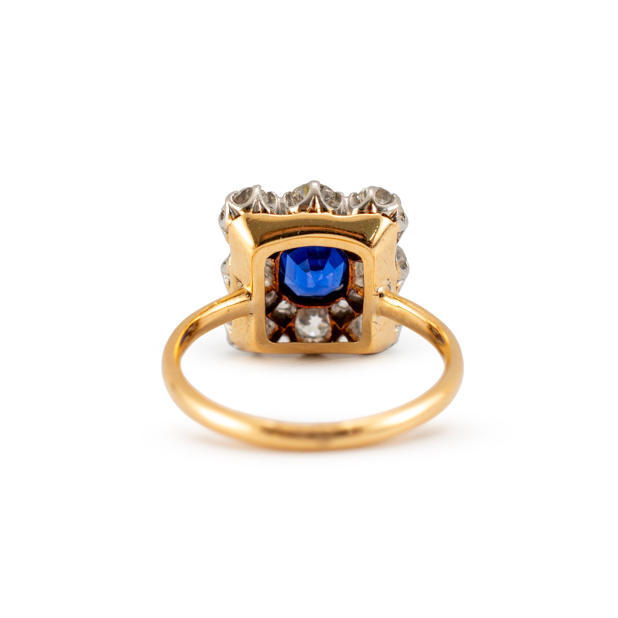 Antique Platinum 18K Gold Gia Royal Blue Kashmir Sapphire Diamond Cocktail Ring
