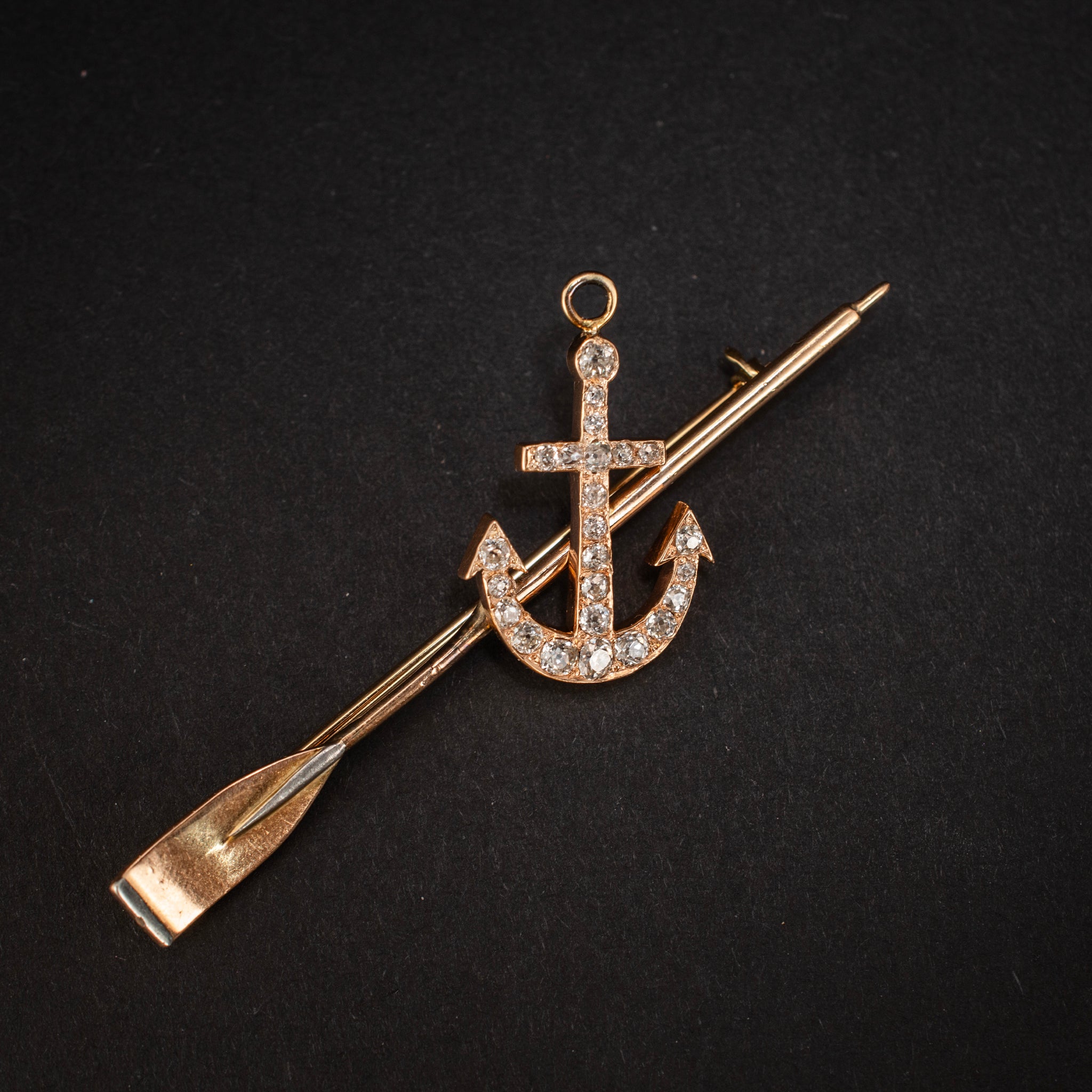 Pin & Brooch 1.26ct Diamond Anchor 14K Yellow Gold Antique 454378 available at DJP Jewelers & Luxury Buyers