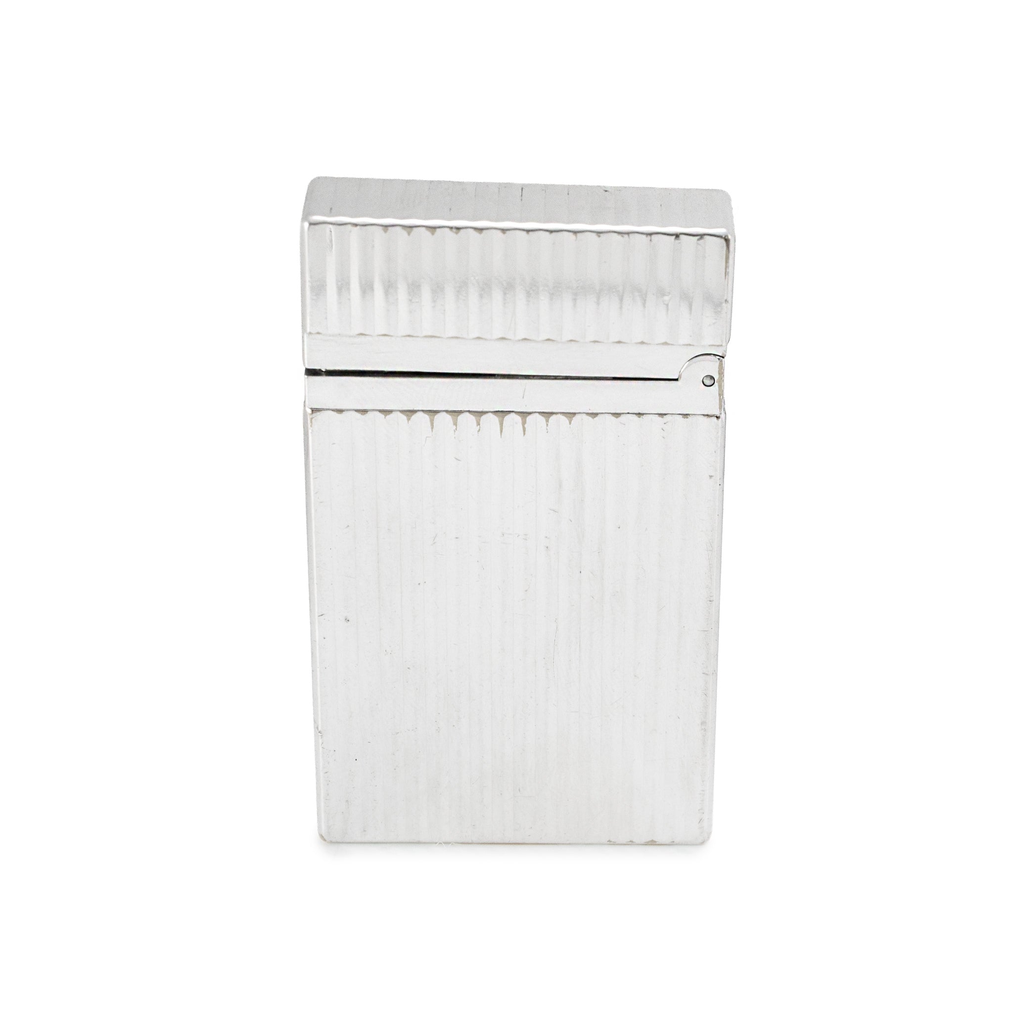 S.T. Dupont Paris Ligne 2 Silver Plaque Vertical Lines Guilloche Lighter