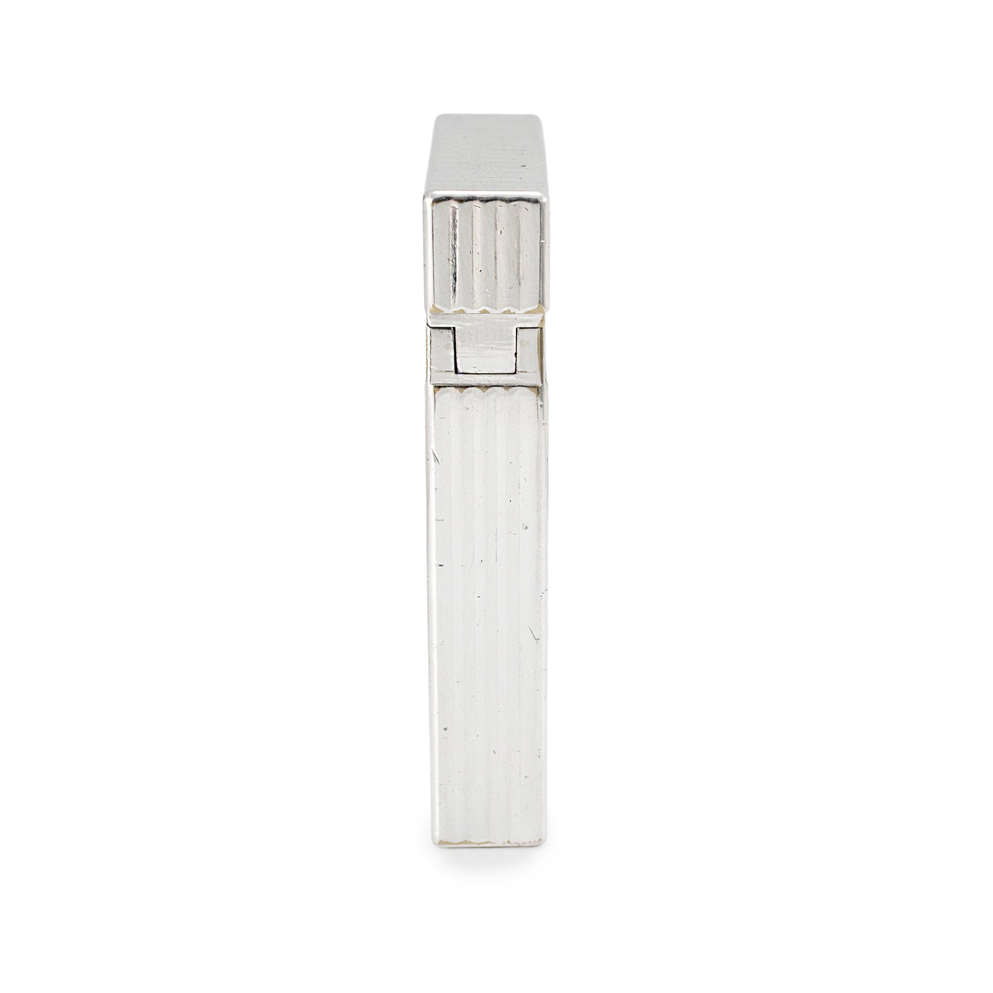 S.T. Dupont Paris Ligne 2 Silver Plaque Vertical Lines Guilloche Lighter