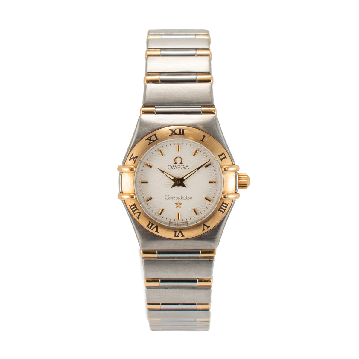 Ladies Omega Constellation Mini 22.5mm 18K Yellow Gold Steel Quartz Watch