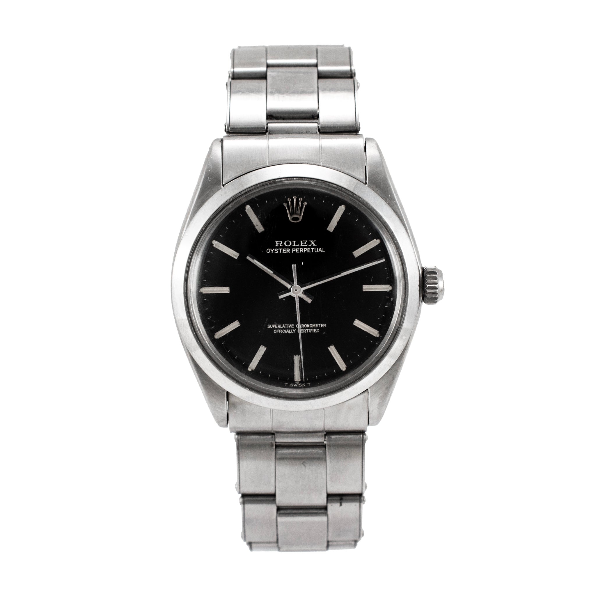 Vintage 1967 Rolex Oyster Perpetual 34MM 1002 Black Dial Stainless Steel Watch