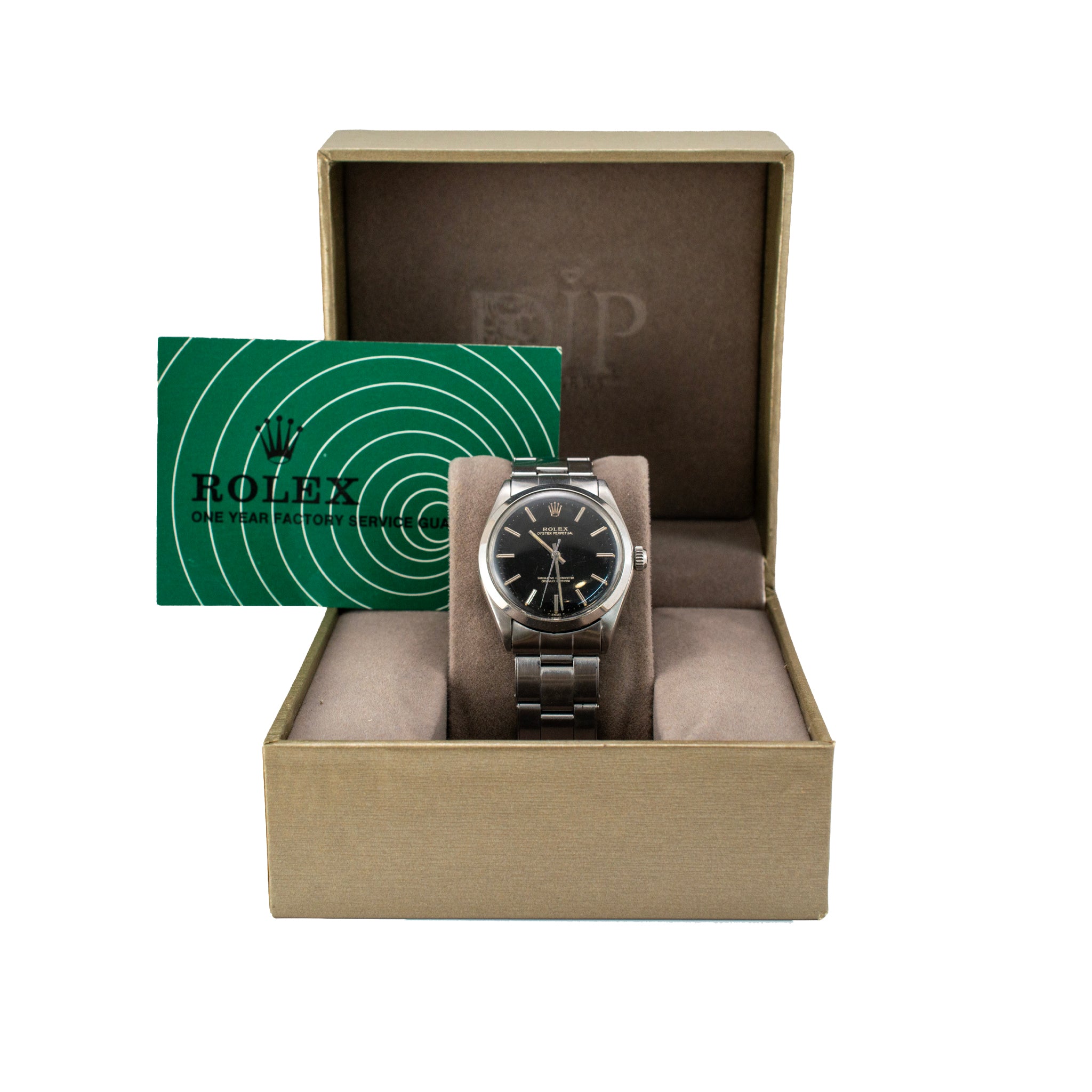 Vintage 1967 Rolex Oyster Perpetual 34MM 1002 Black Dial Stainless Steel Watch