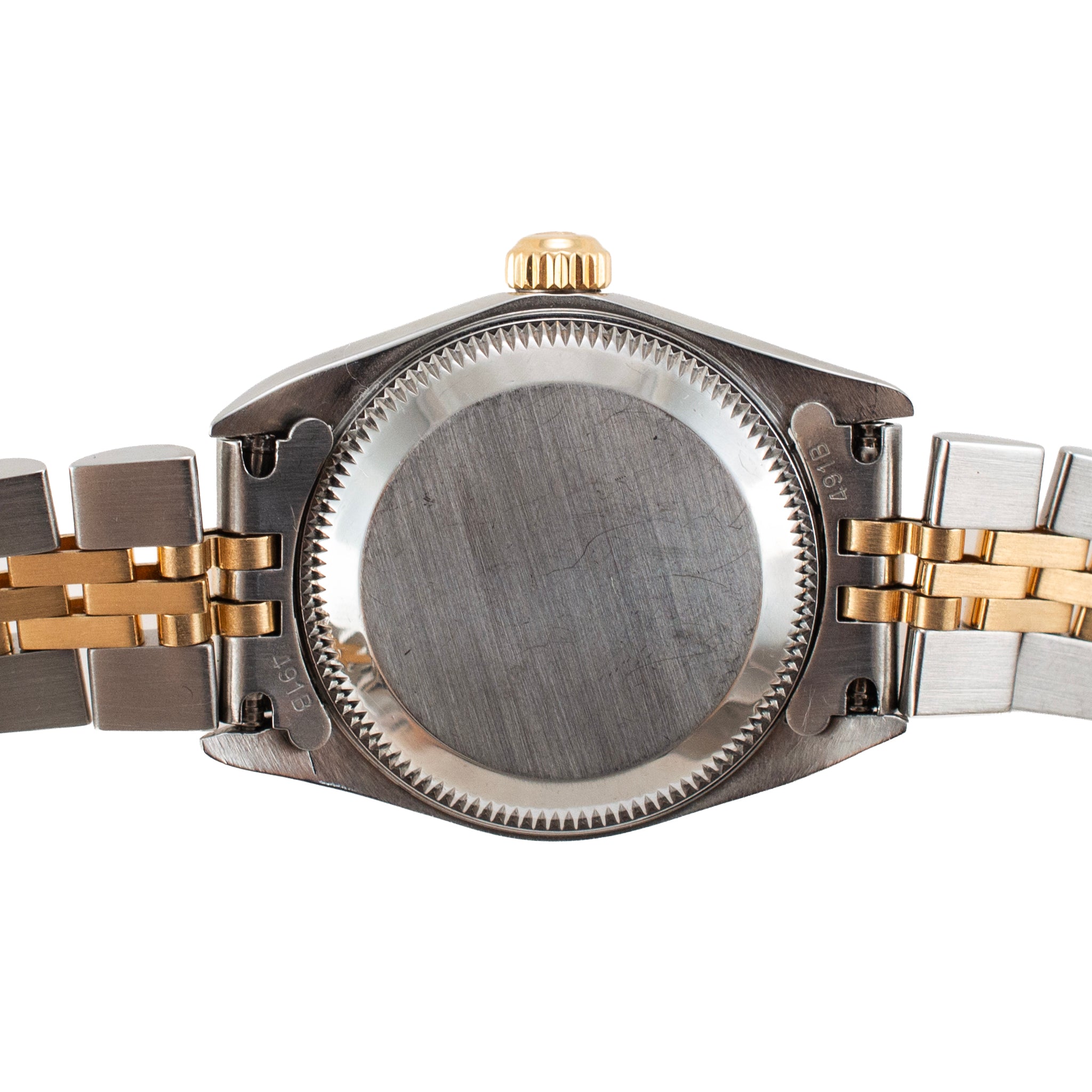 Ladies Rolex Oyster Perpetual 26MM 76193 Silver Arabic Two Tone Gold Steel Watch