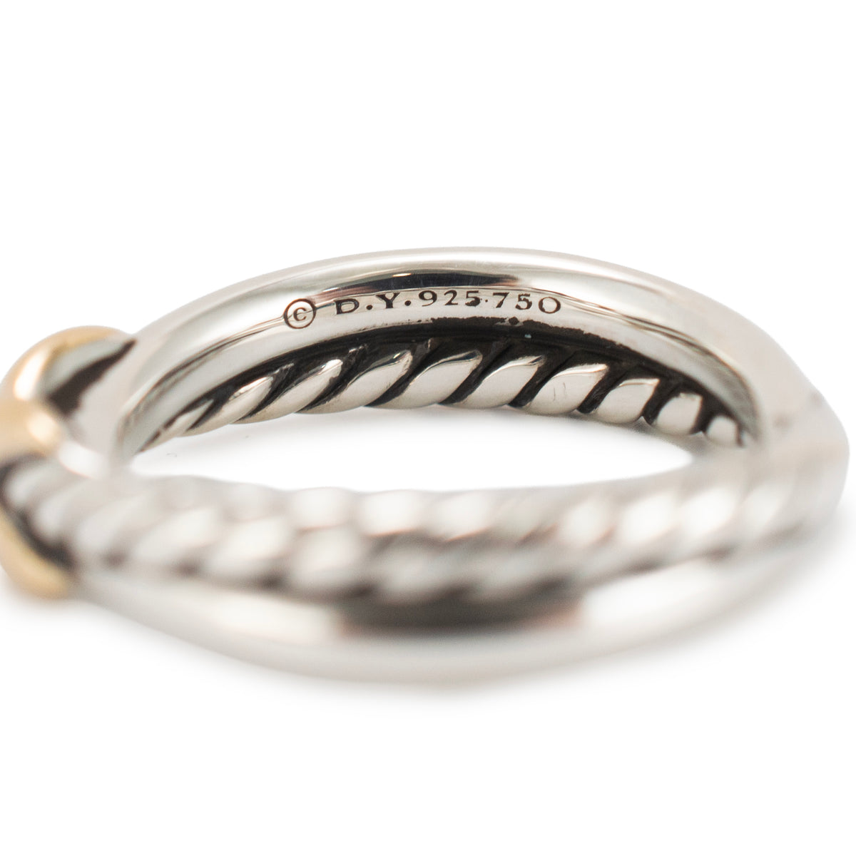 David Yurman Crossover 925 Silver & 18K Yellow Gold 4 MM Petite X Band Ring