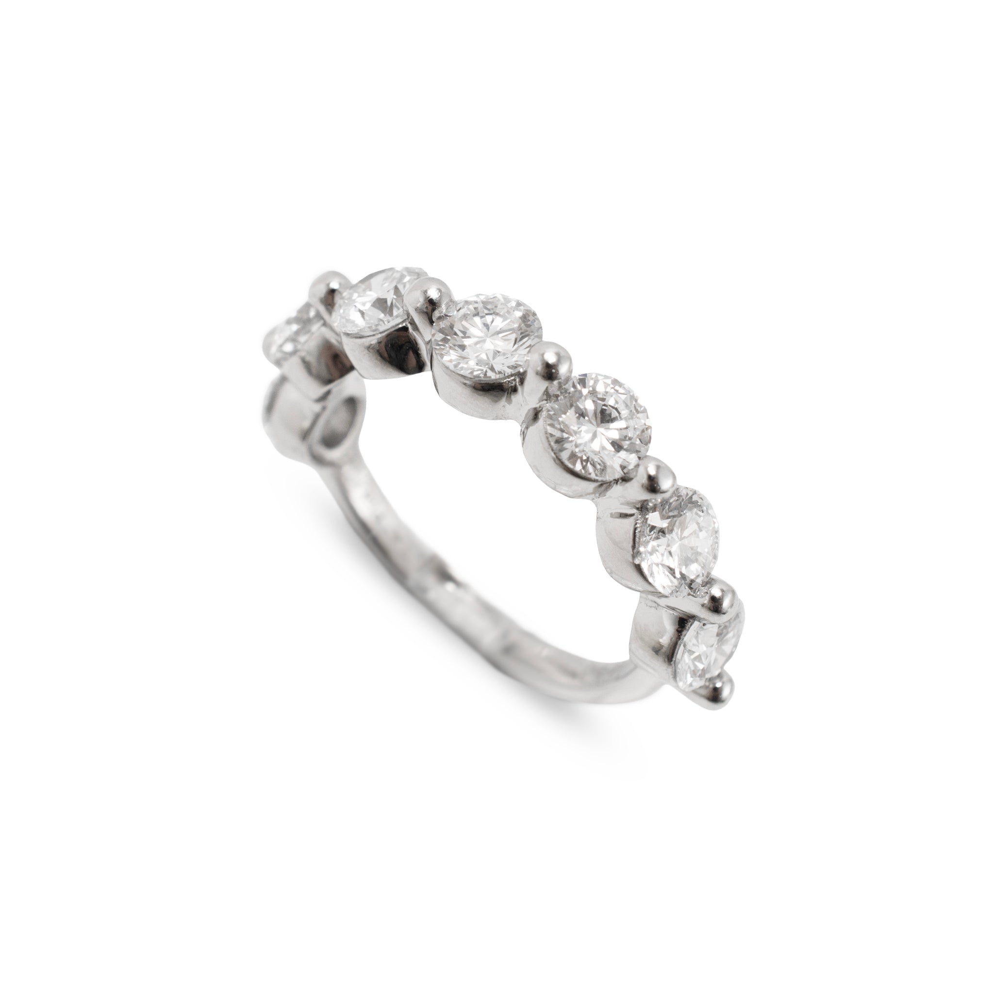 Platinum 2.63ctw Round Lab Grown Diamond Shared Prong Half Eternity Band Ring