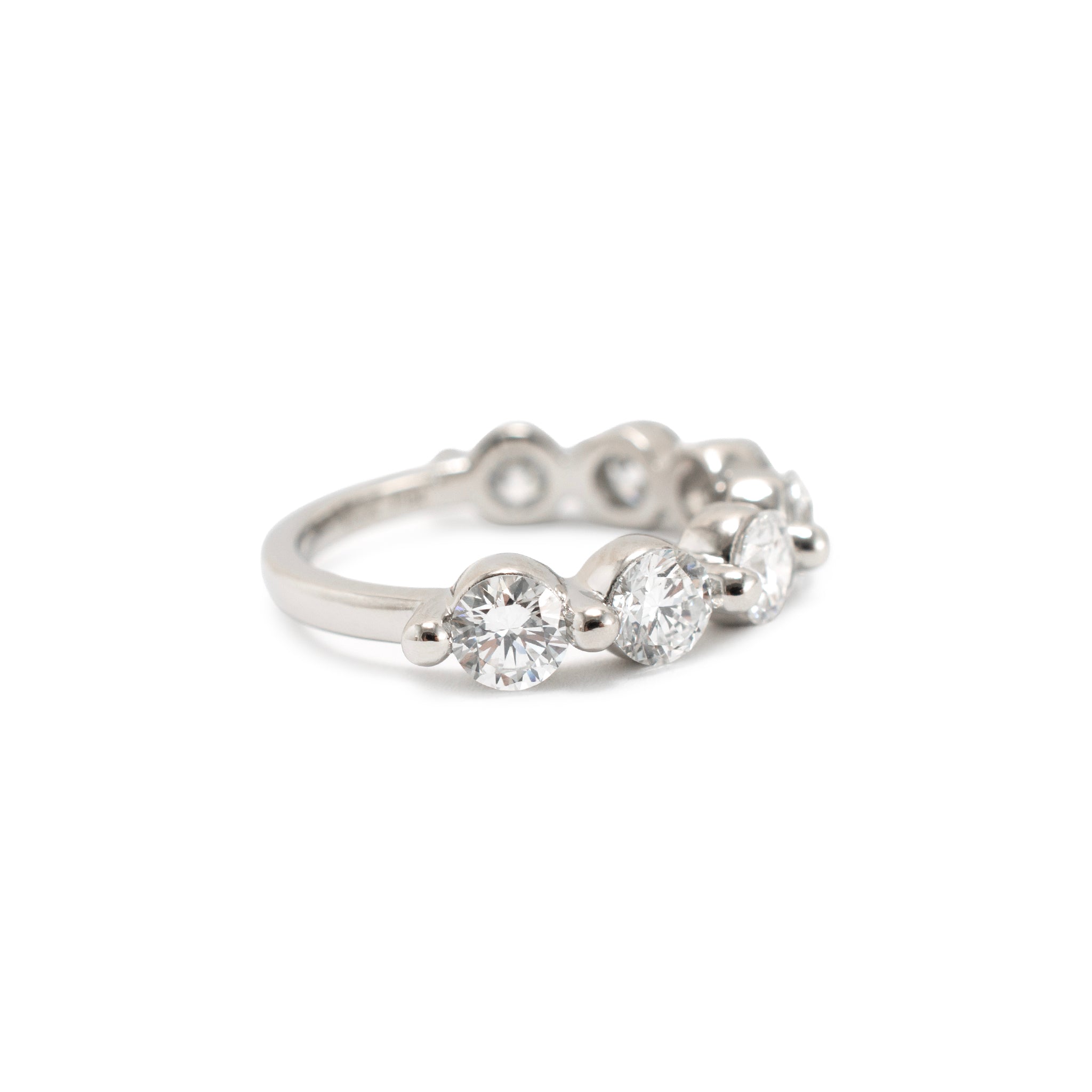 Platinum 2.63ctw Round Lab Grown Diamond Shared Prong Half Eternity Band Ring