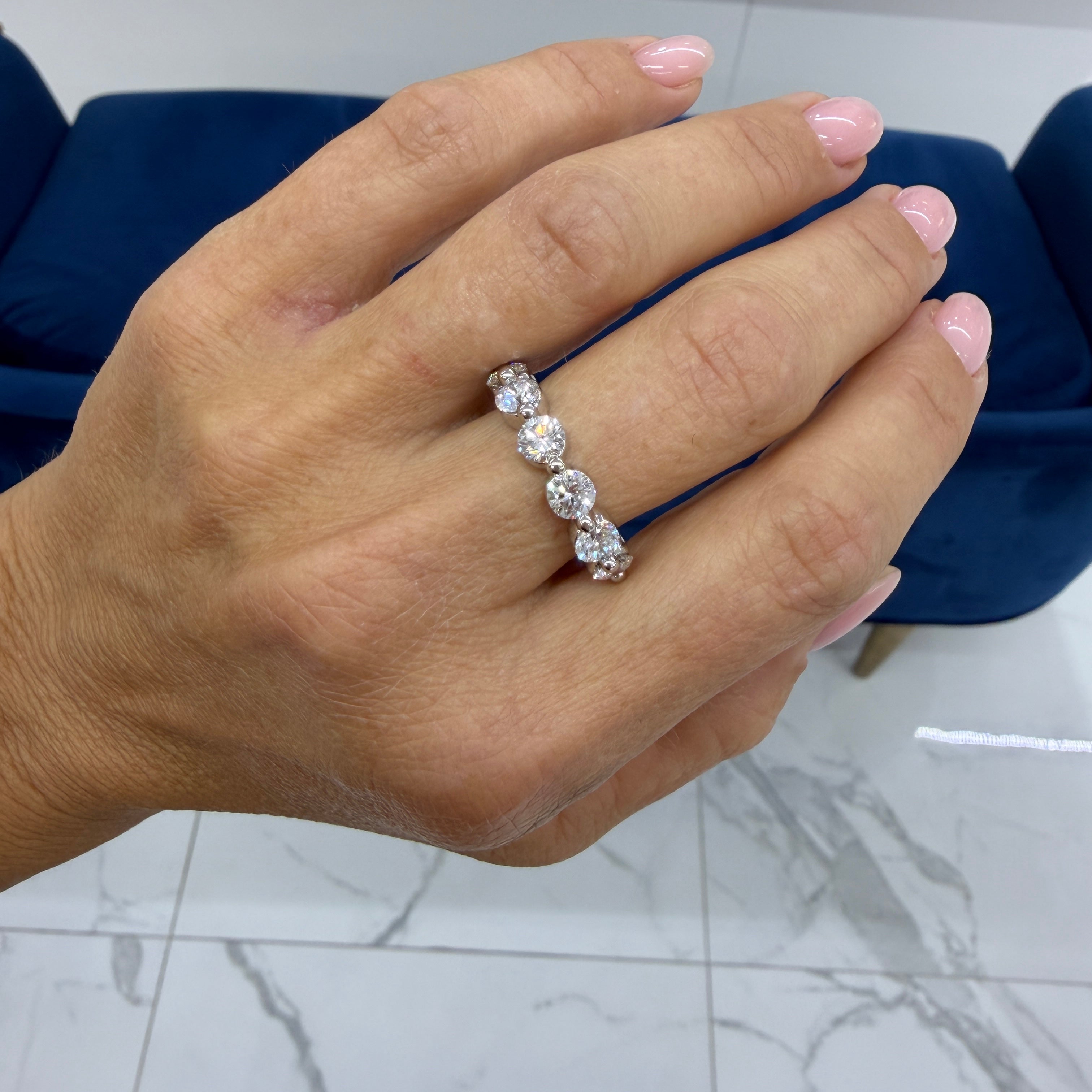 Platinum 2.63ctw Round Lab Grown Diamond Shared Prong Half Eternity Band Ring