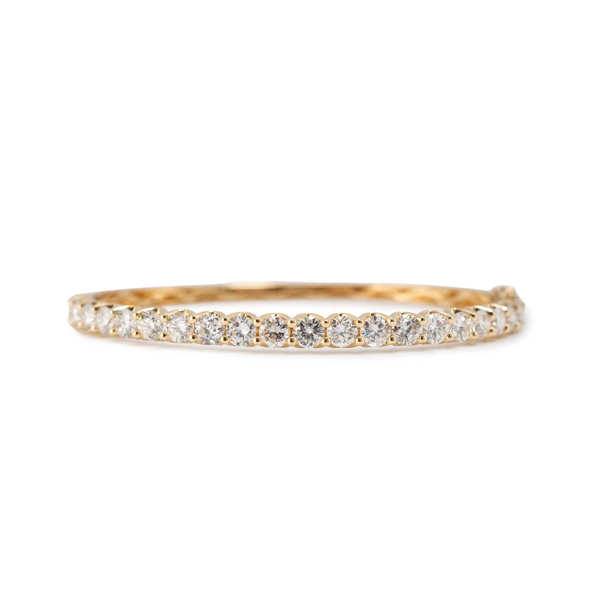 18K Yellow Gold 3.80ctw Diamond Half Eternity Hinged Bangle Bracelet