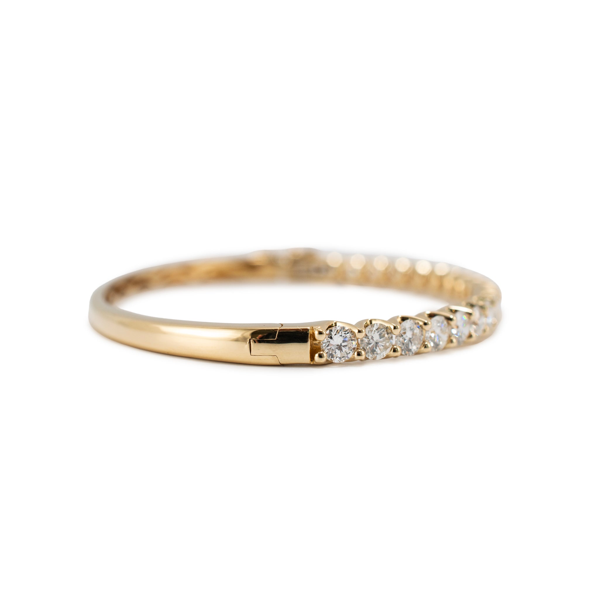 18K Yellow Gold 3.80ctw Diamond Half Eternity Hinged Bangle Bracelet