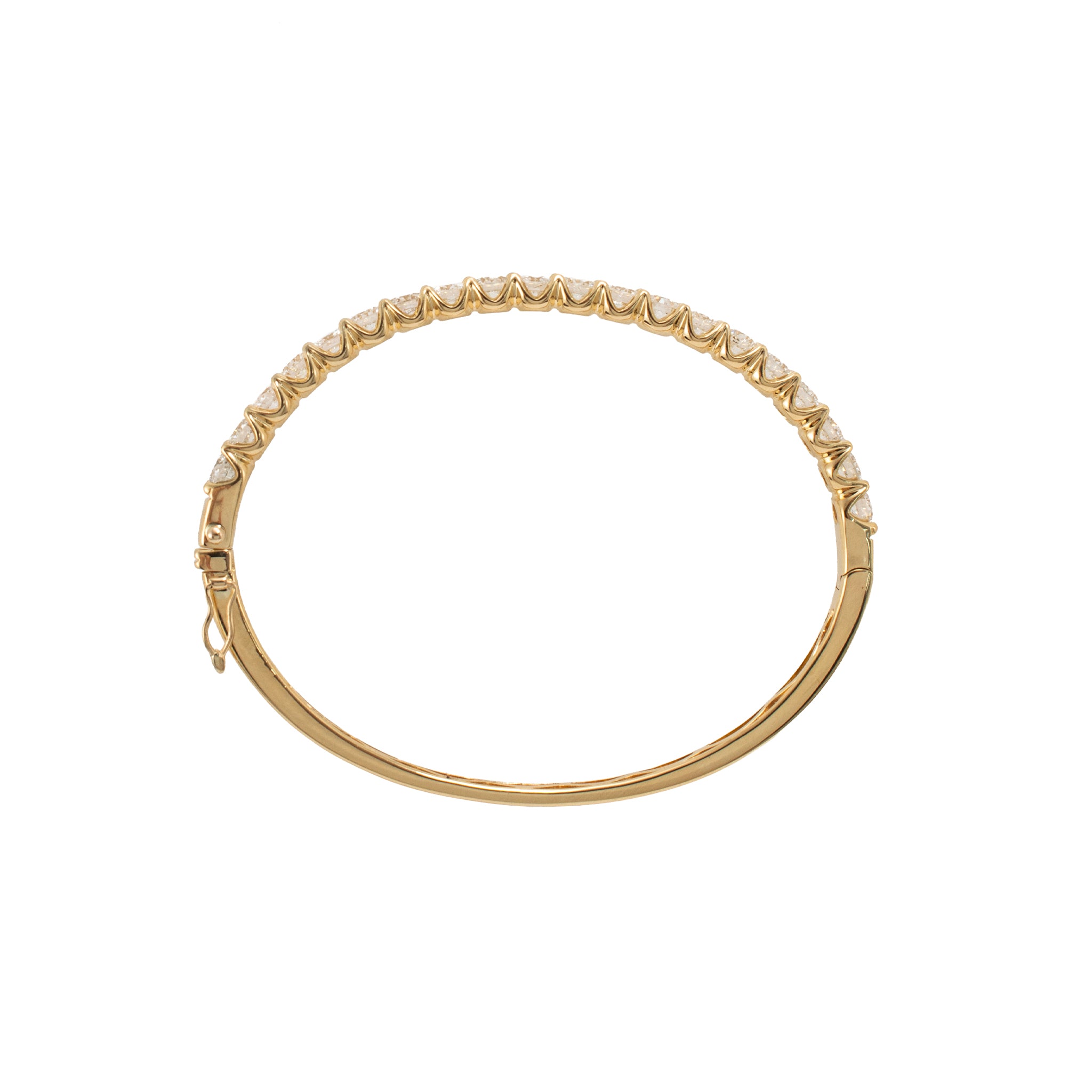 18K Yellow Gold 3.80ctw Diamond Half Eternity Hinged Bangle Bracelet