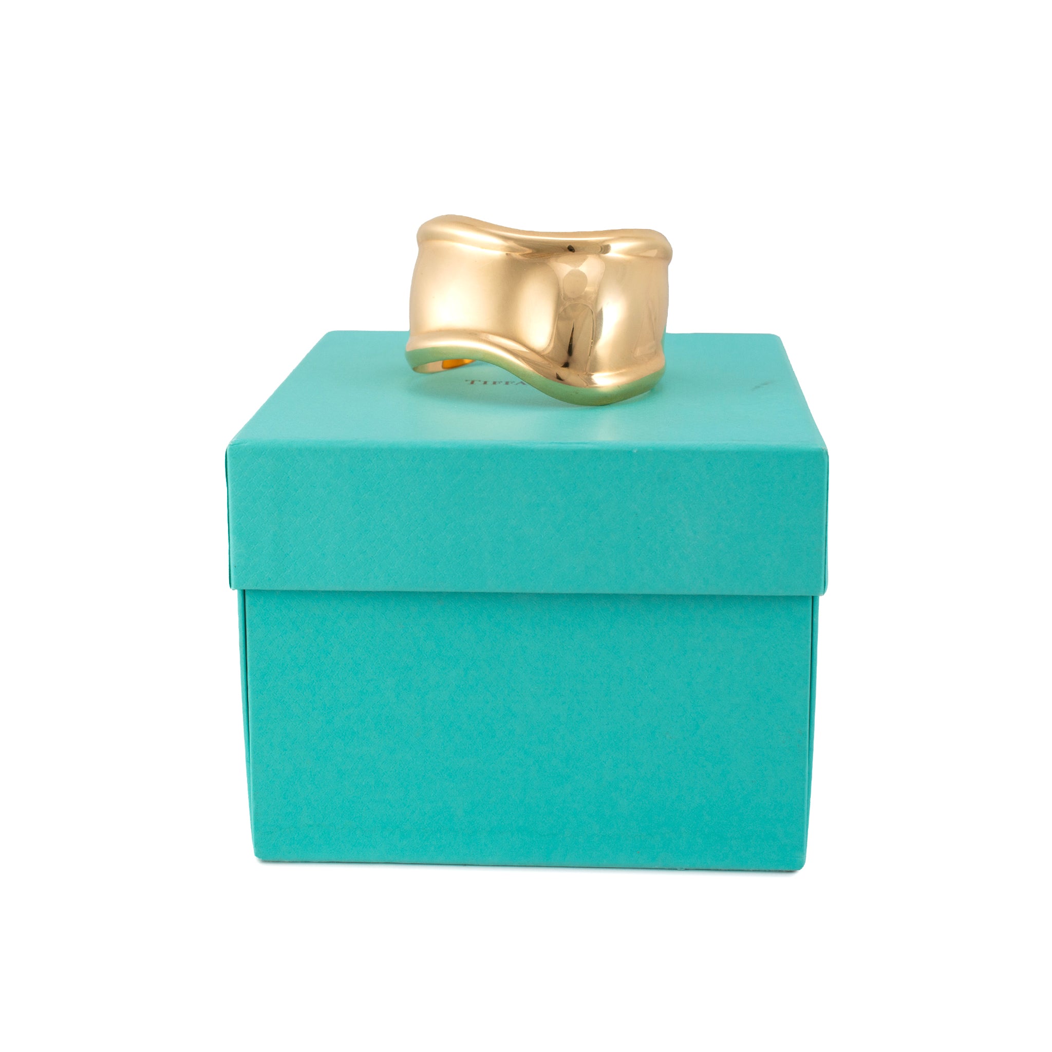 Tiffany & Co. Elsa Peretti 18K Yellow Gold 43MM Small Bone Cuff Bangle Bracelet