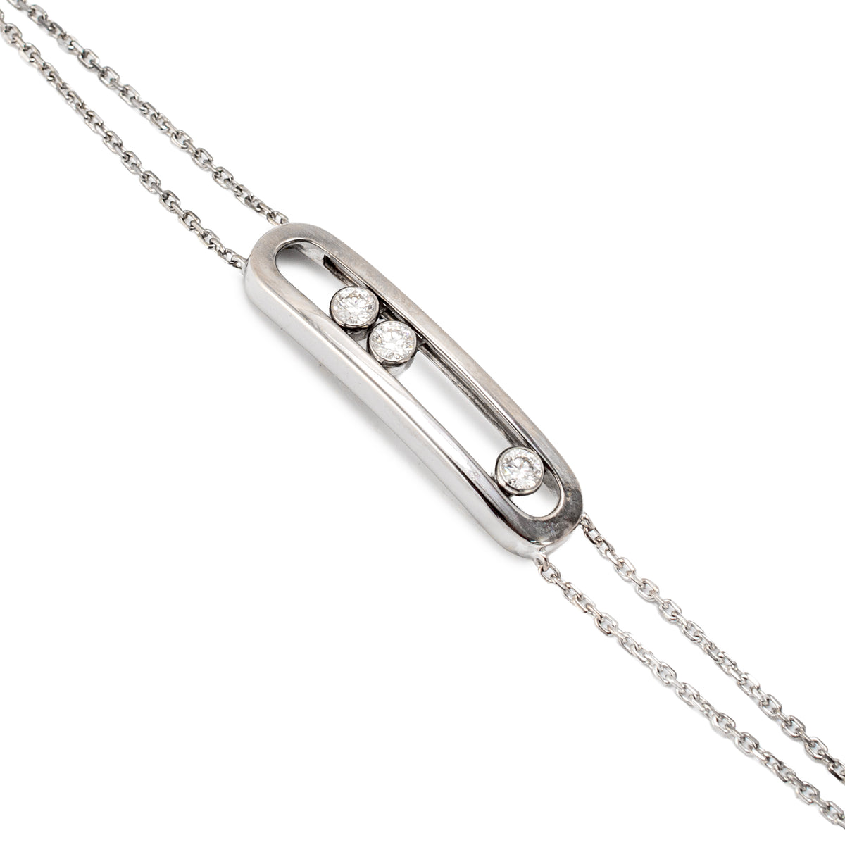Messika Paris Move Classique Large Model 18K White Gold 0.25ctw Bar Bracelet