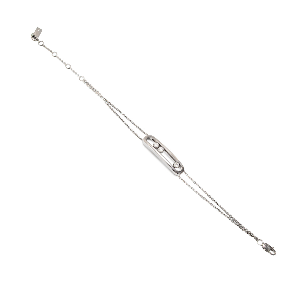 Messika Paris Move Classique Large Model 18K White Gold 0.25ctw Bar Bracelet