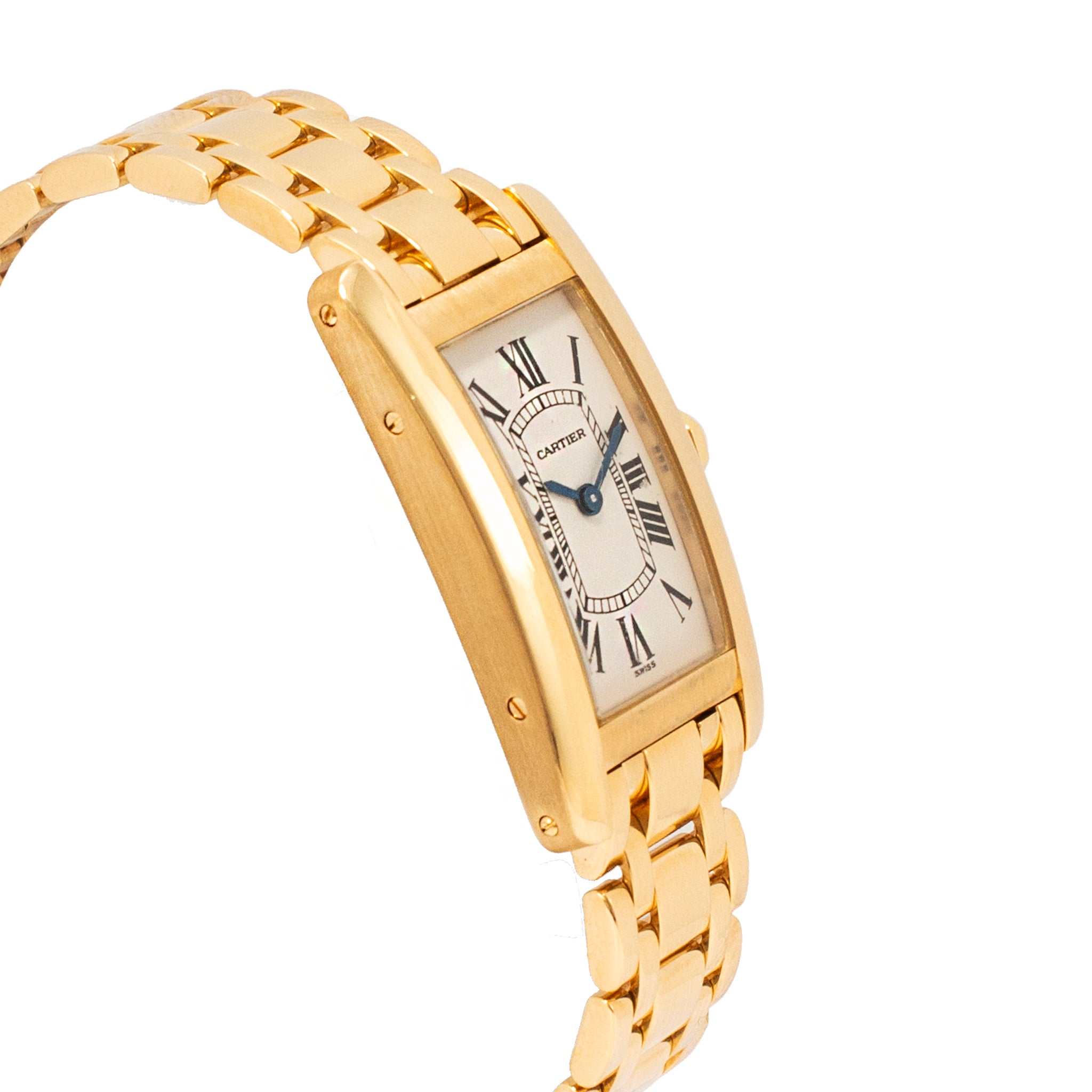 Ladies Cartier Tank Americaine 19MM 1710 W26015K2 18K Yellow Gold Quartz Watch