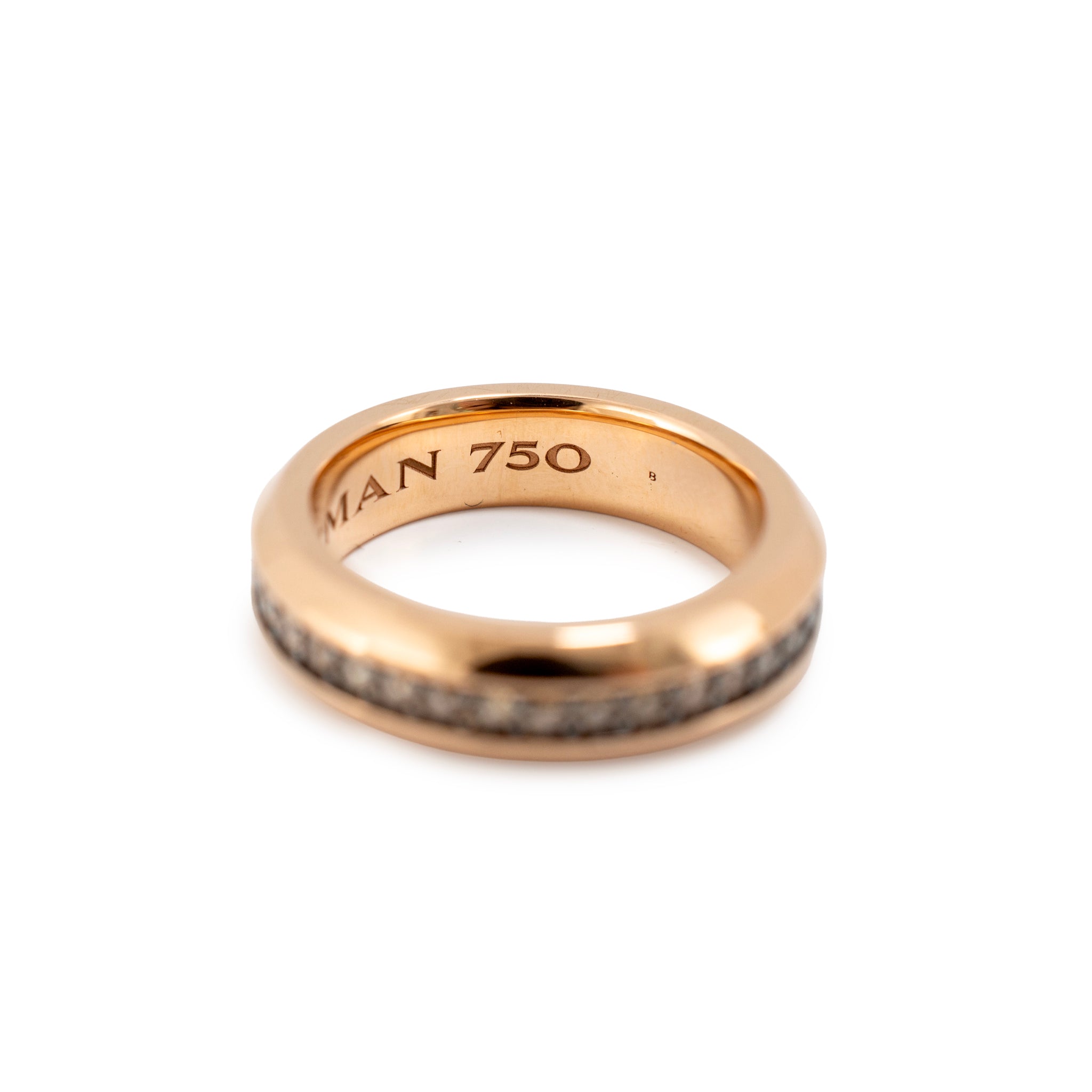 Men’s David Yurman Beveled 18K Rose Gold 0.87ctw Cognac Diamonds 6MM Band Ring