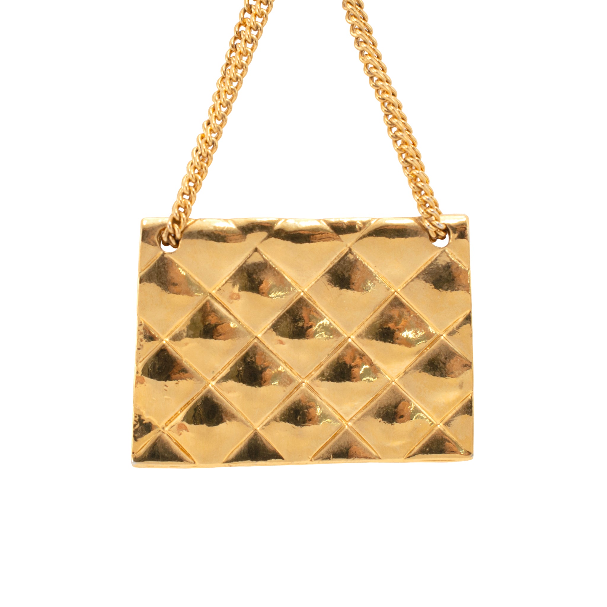 Vintage Chanel Gold Plated Hanging Flap Bag Motif PIN Brooch