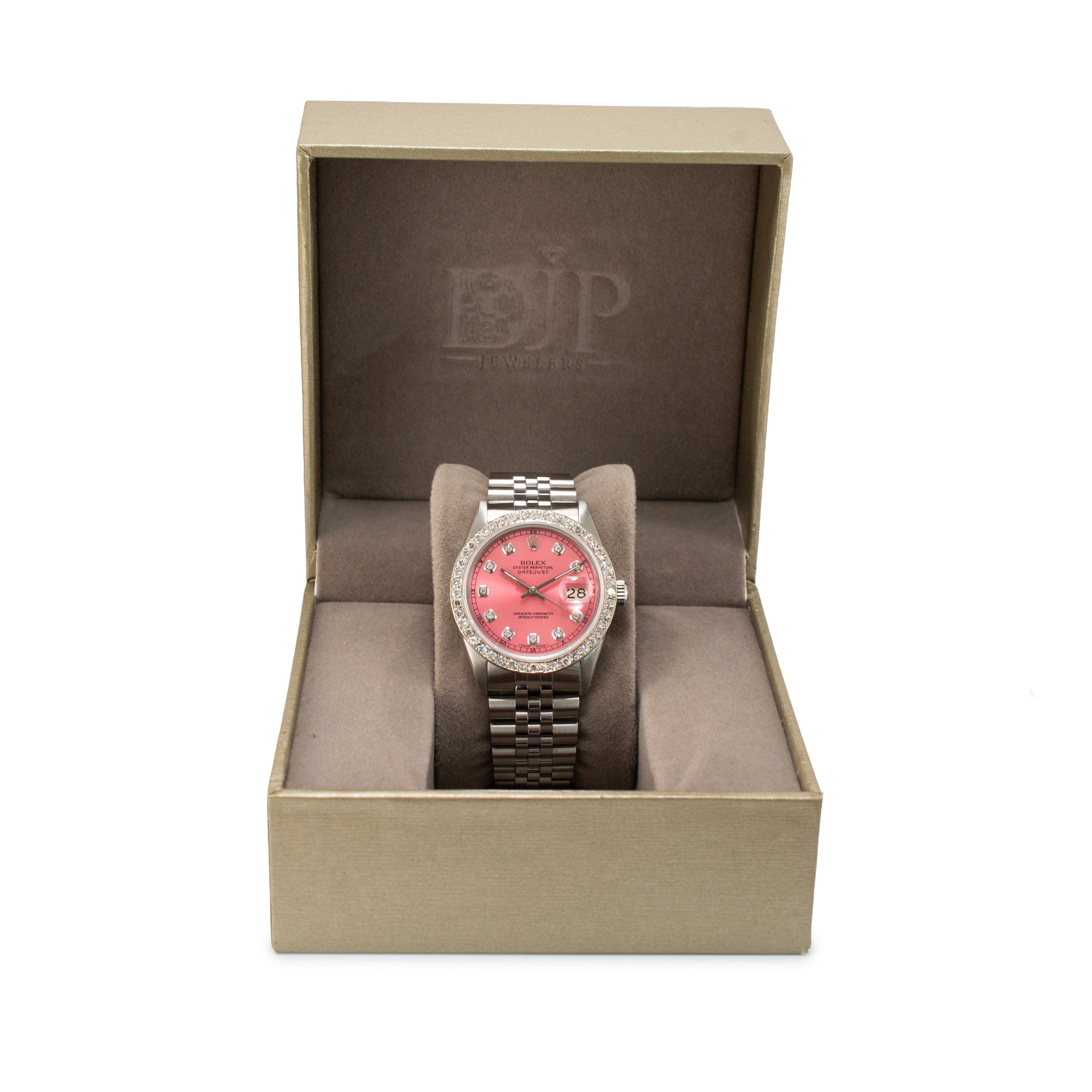 Ladies Rolex Datejust 36MM 16014 Pink Diamond Dial Stainless Steel Watch