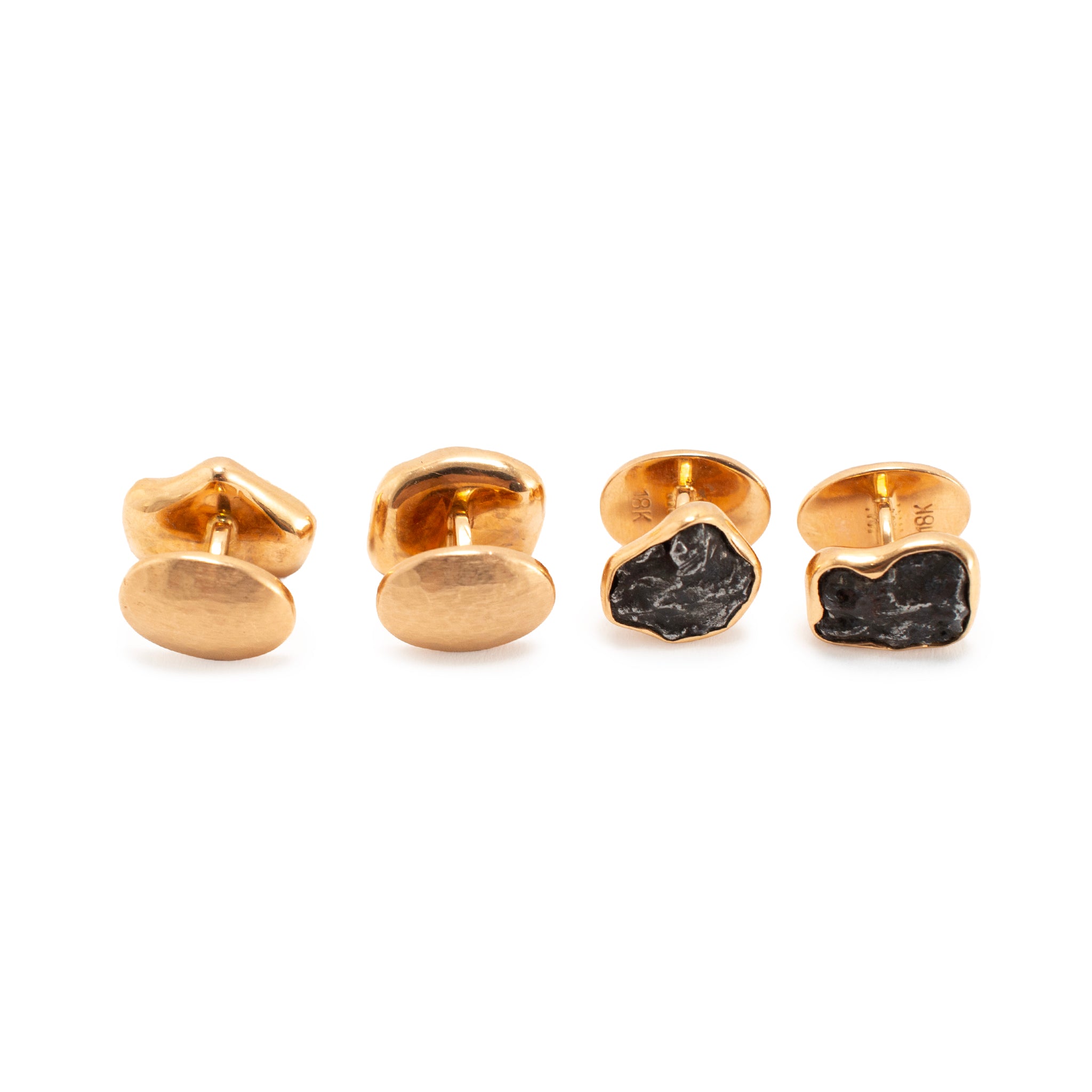 Men’s Jorge Adeler Sikhote-Alin Meteorite 18K Rose Gold Tuxedo Set Cufflinks