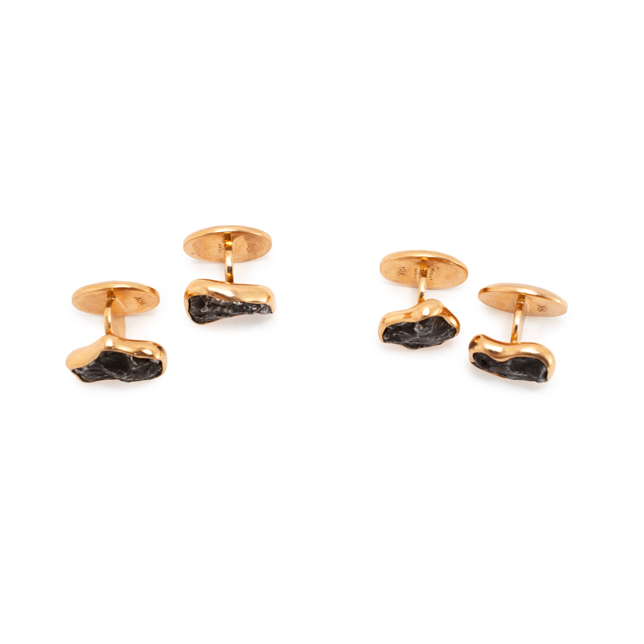 Men’s Jorge Adeler Sikhote-Alin Meteorite 18K Rose Gold Tuxedo Set Cufflinks