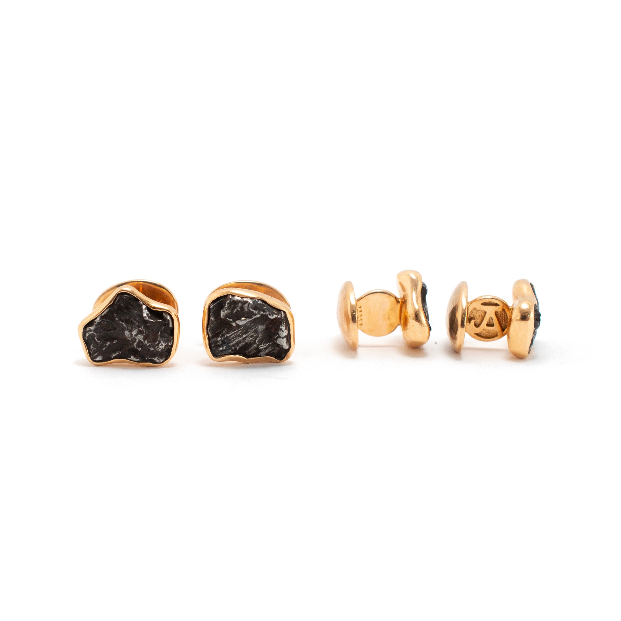 Men’s Jorge Adeler Sikhote-Alin Meteorite 18K Rose Gold Tuxedo Set Cufflinks