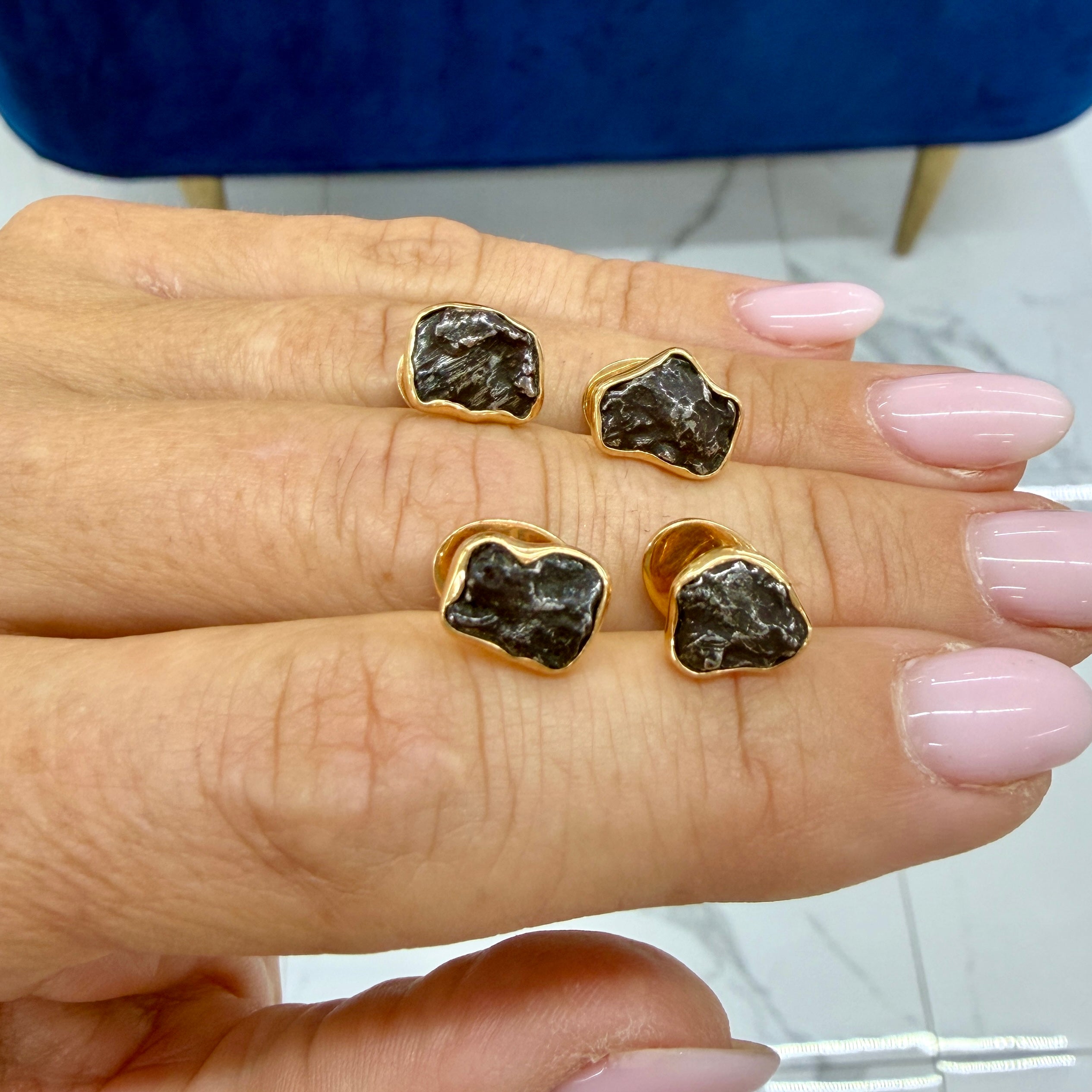 Men’s Jorge Adeler Sikhote-Alin Meteorite 18K Rose Gold Tuxedo Set Cufflinks