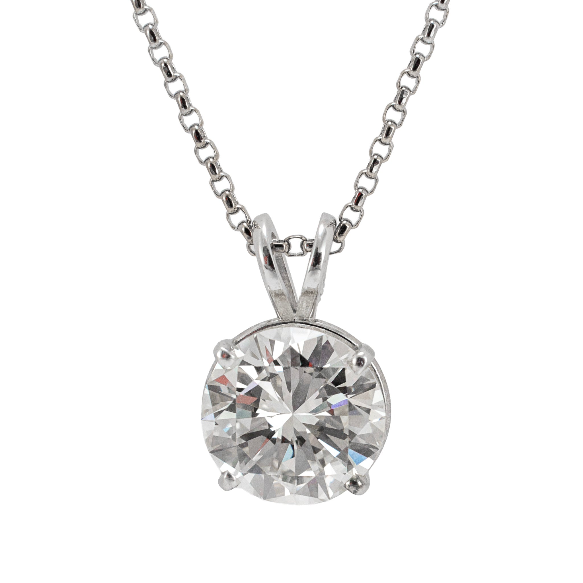 Unisex 14K White Gold Gia 2.28ct K VVS2 Round Diamond Solitaire Pendant Necklace