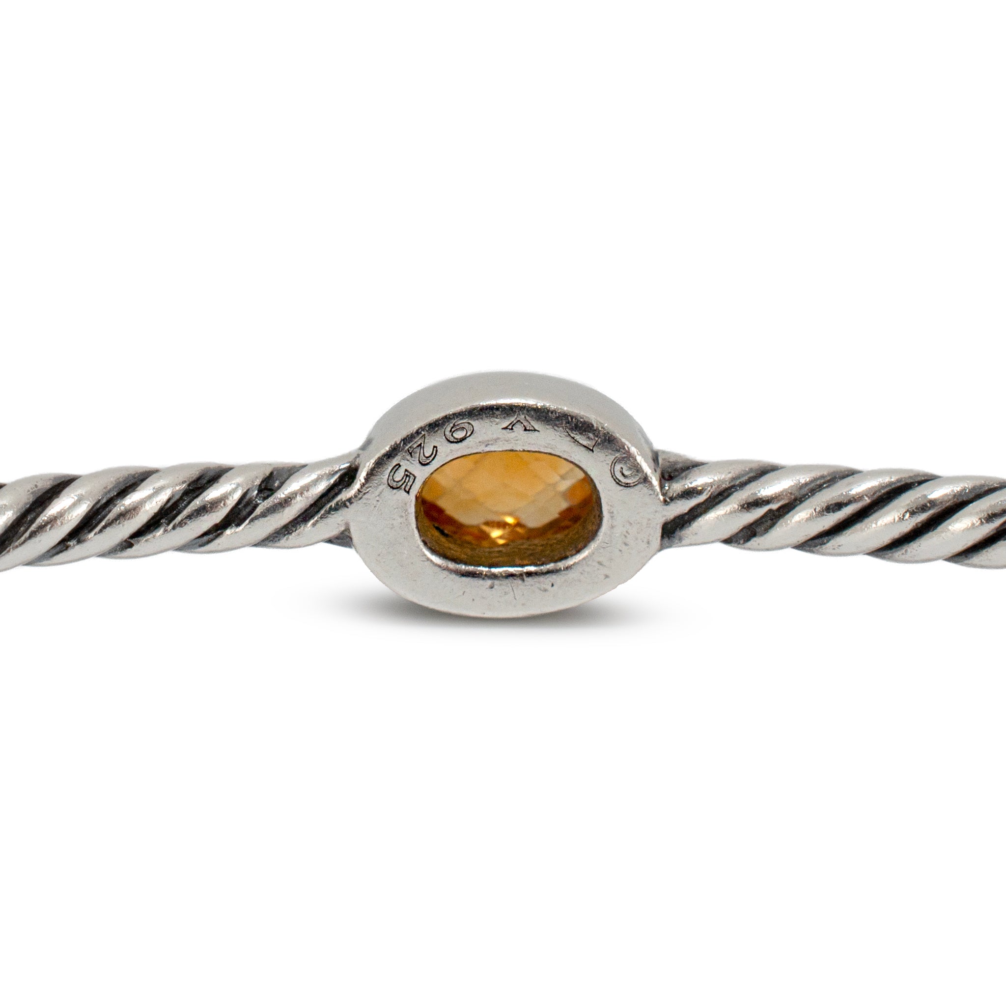 Retired David Yurman Cable Station Citrine 925 Silver Bangle Bracelet