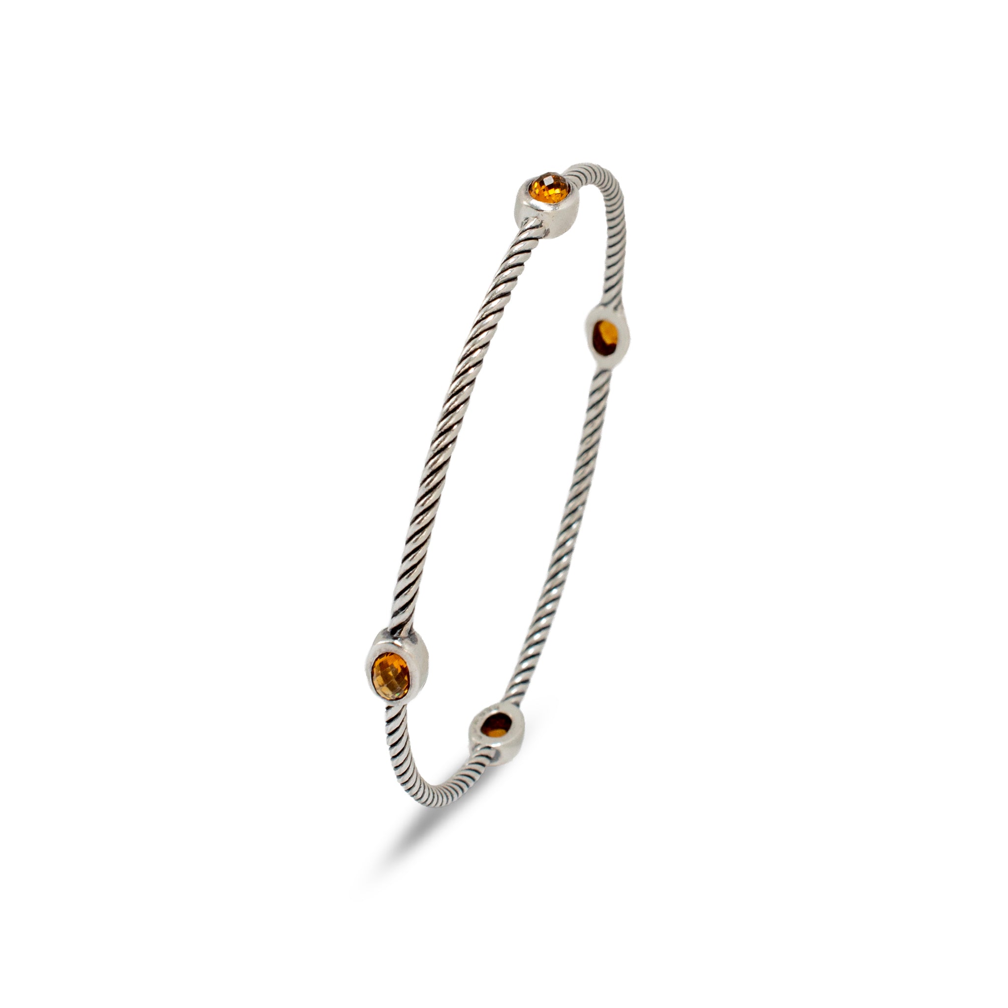 Retired David Yurman Cable Station Citrine 925 Silver Bangle Bracelet