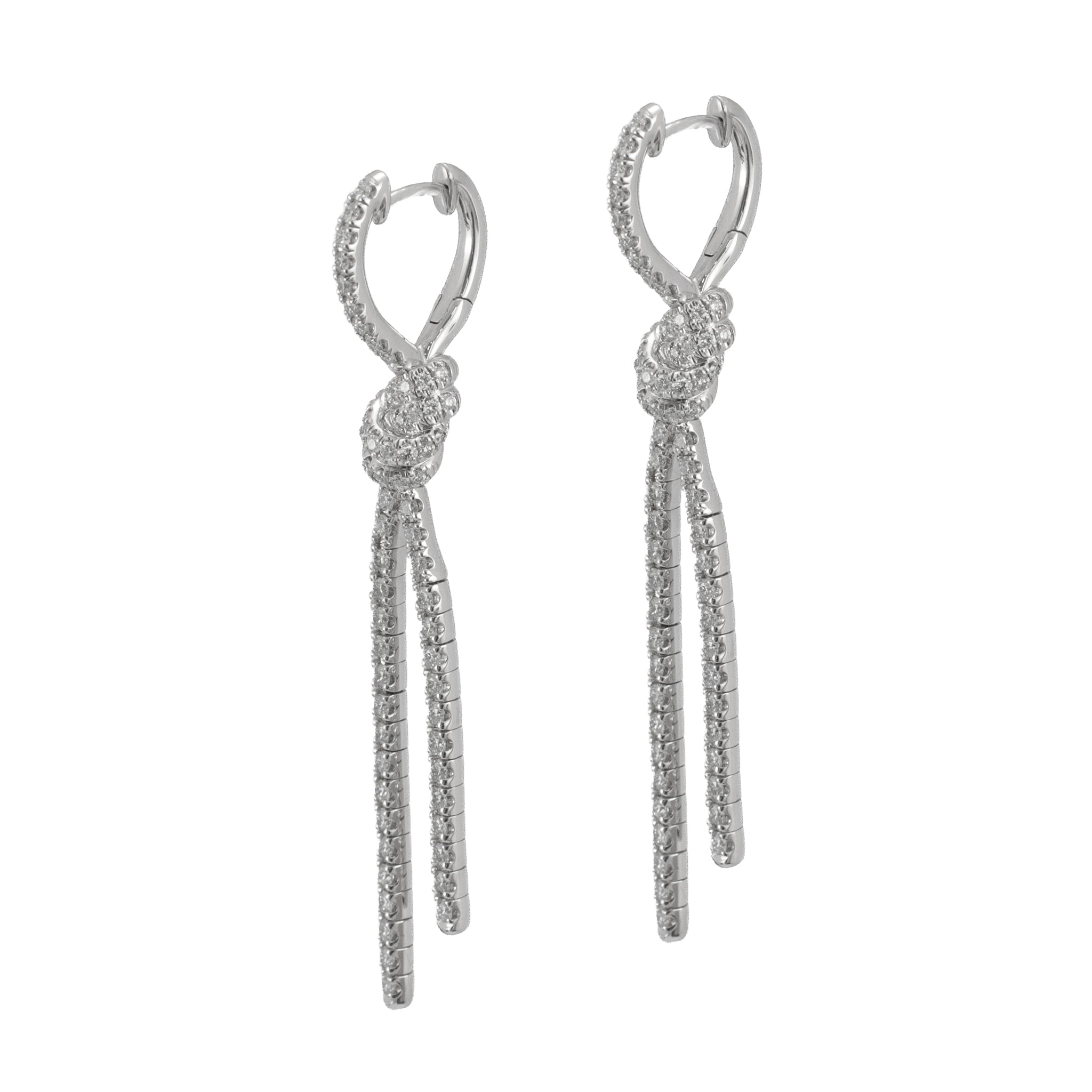 Kwiat Entwine Collection Platinum 2.05ctw Pave Diamond Knotted Drop Earrings