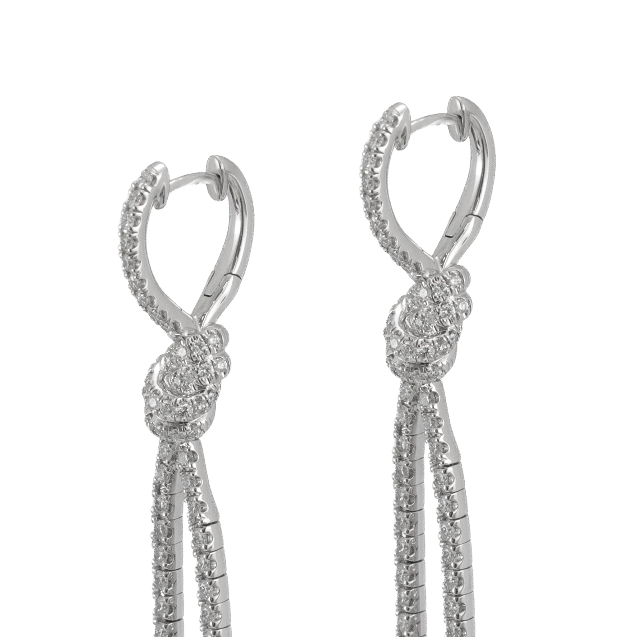 Kwiat Entwine Collection Platinum 2.05ctw Pave Diamond Knotted Drop Earrings