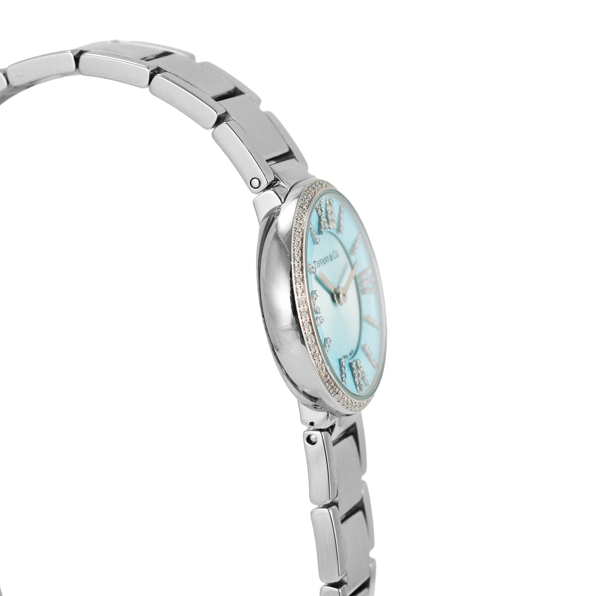 Ladies Tiffany & Co. Blue Atlas 2-Hand 24MM 62867485 Diamond Steel Quartz Watch