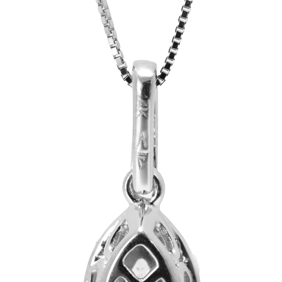 Ladies 14K White Gold 0.56ct Marquise Diamond Halo Pendant Necklace