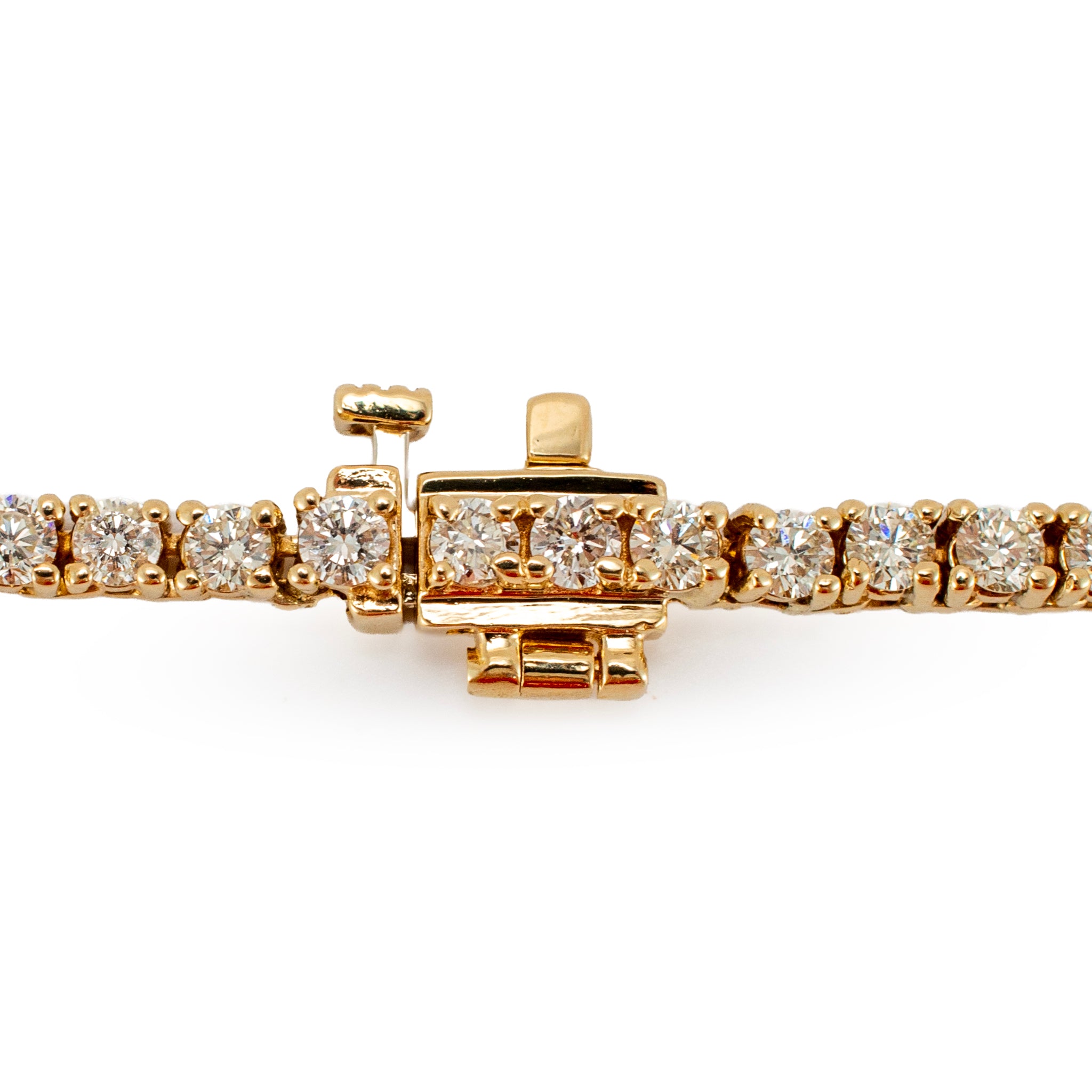 10K Yellow Gold 8.42ct Round Diamond 4 Prongs Chain Tennis Necklace