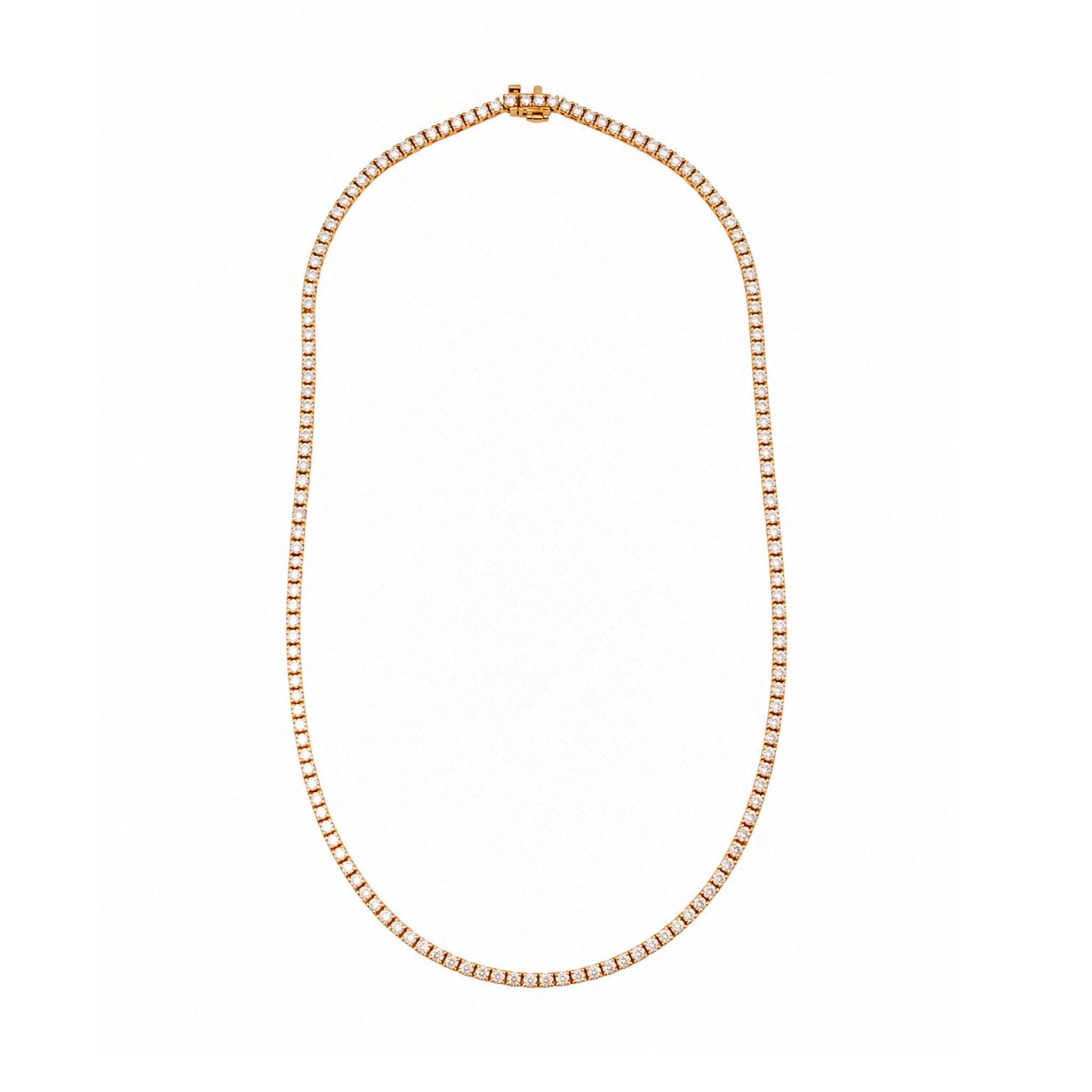 10K Yellow Gold 8.42ct Round Diamond 4 Prongs Chain Tennis Necklace