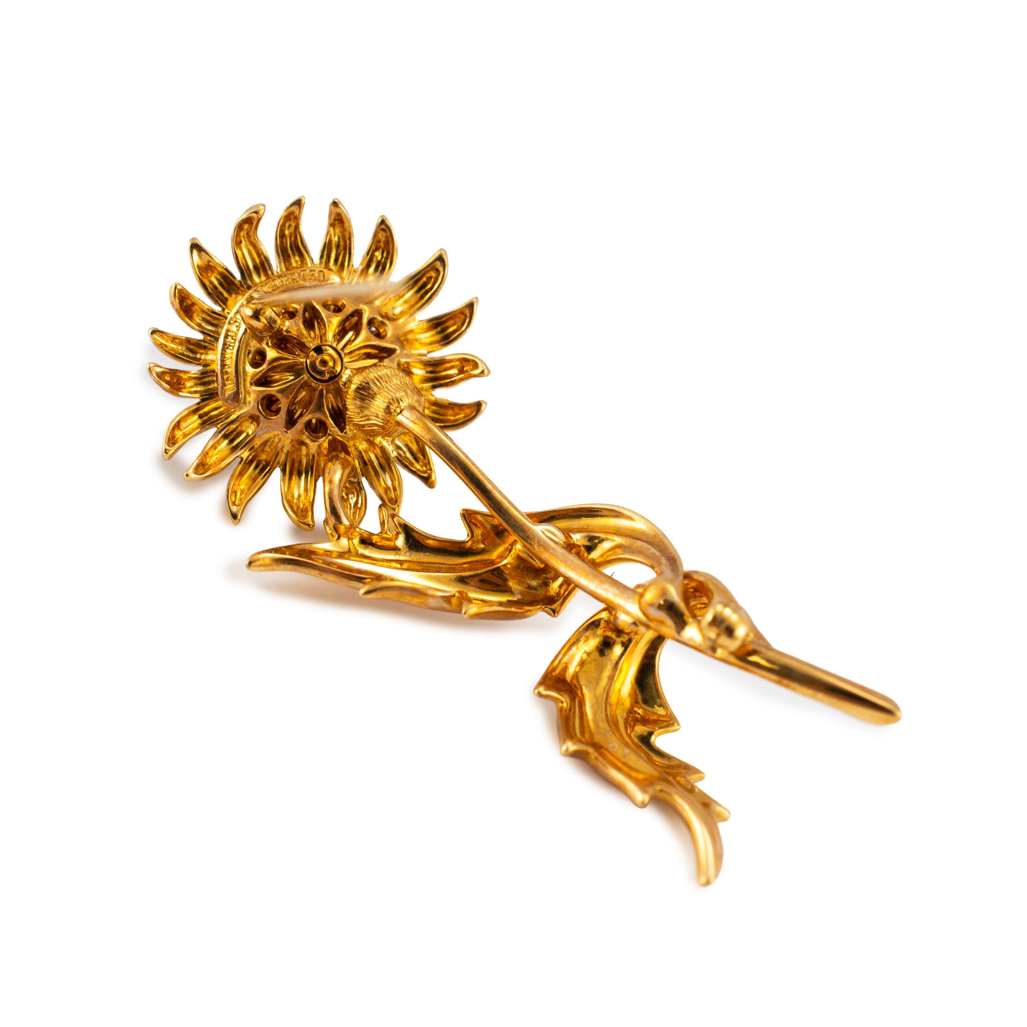 Vintage Tiffany & Co. Schlumberger 18K Yellow Gold Lapis Lazuli Diamond Brooch