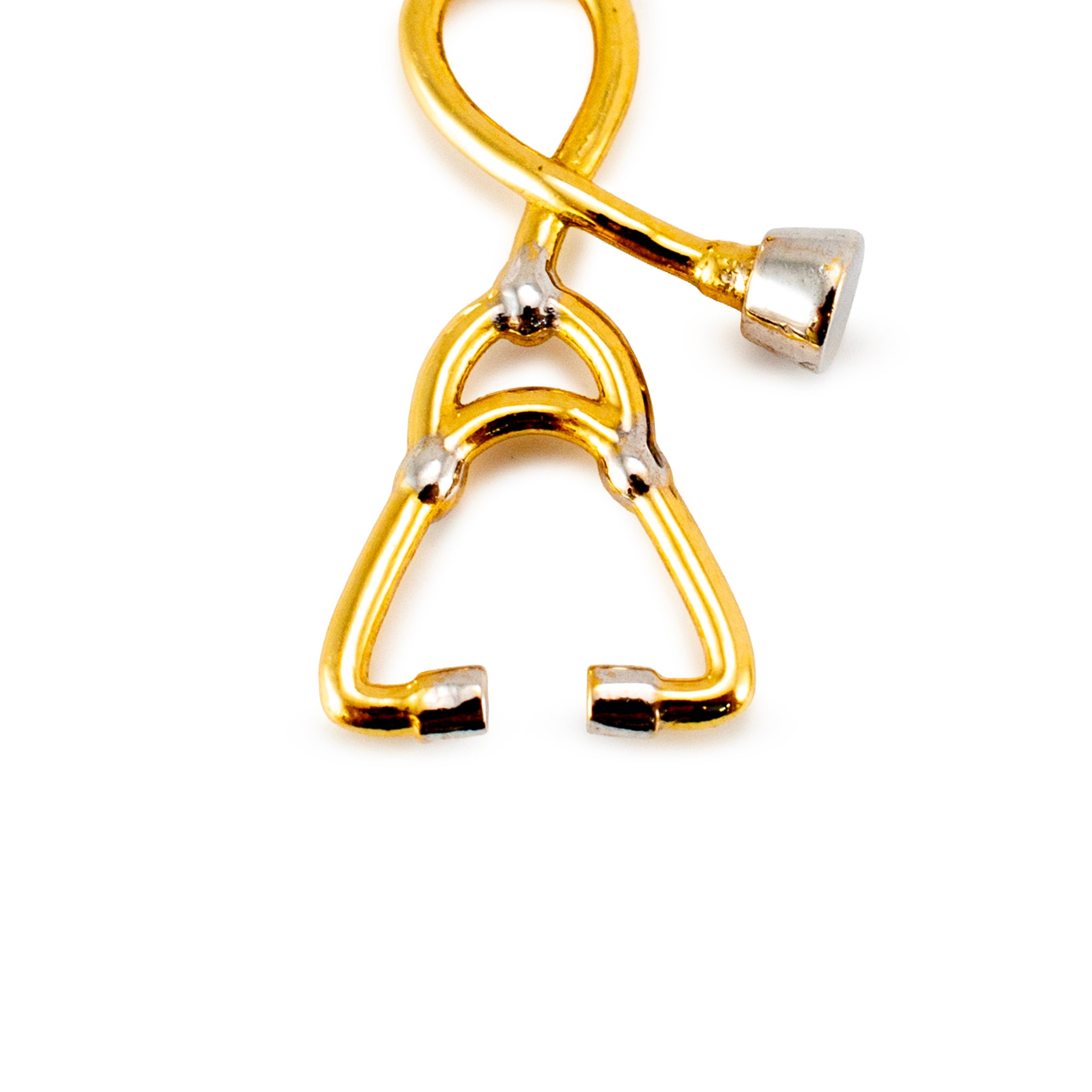 18K Yellow and White Gold Stethoscope Charm Pendant