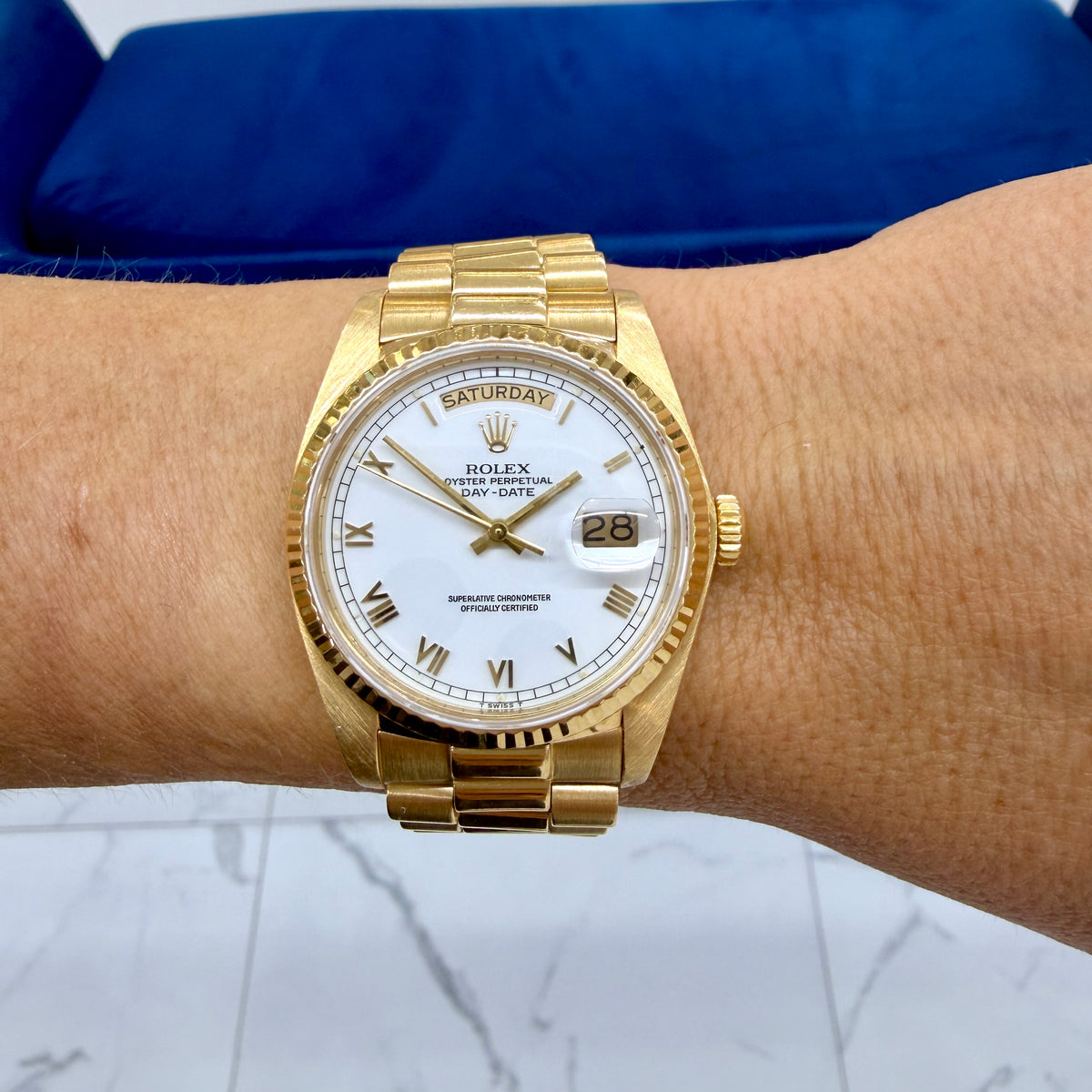 Vintage Rolex Day Date 36MM 18038 President 18K Yellow Gold Automatic Watch