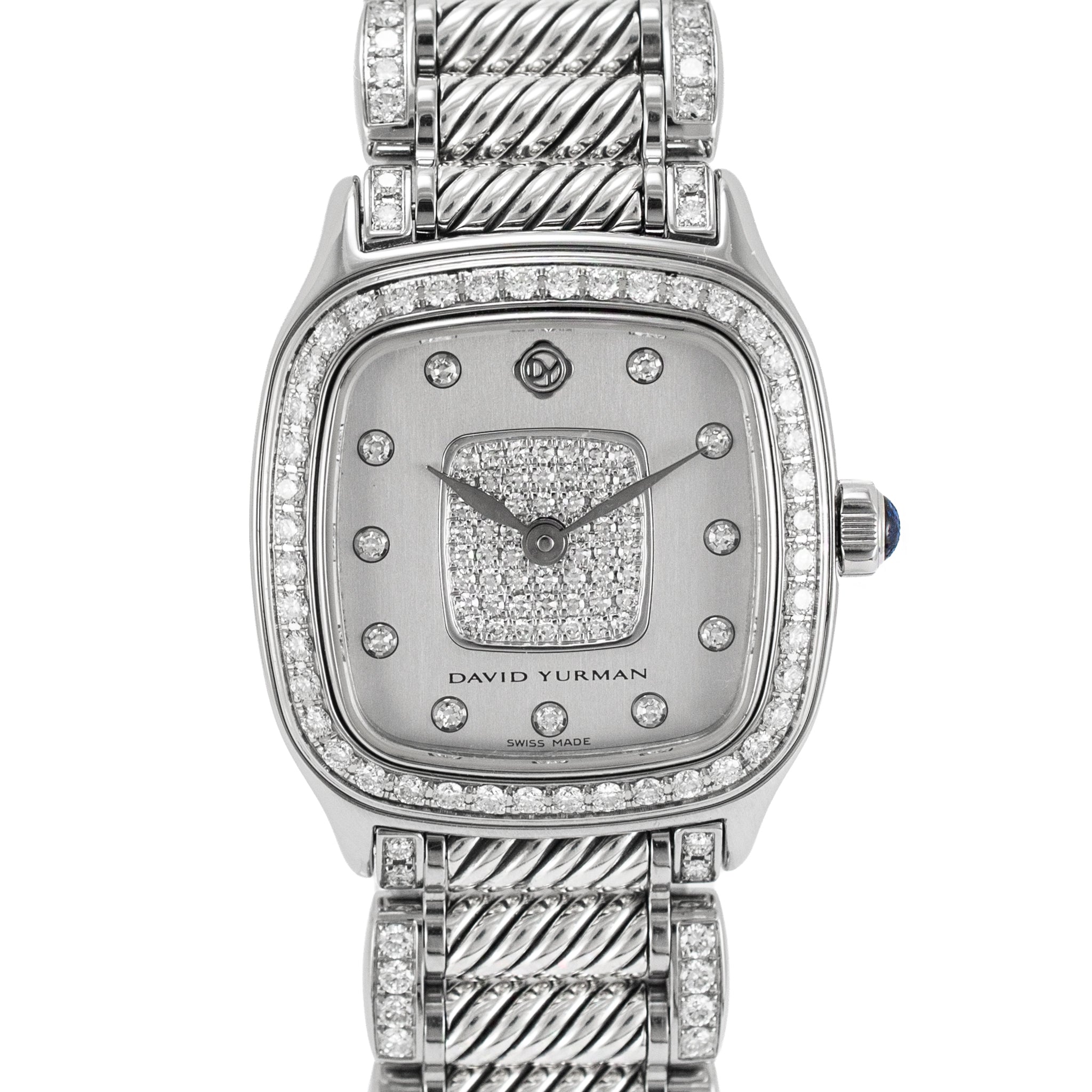 Ladies David Yurman Thoroughbred 31MM T304-Xsst Diamond Steel Quartz Watch