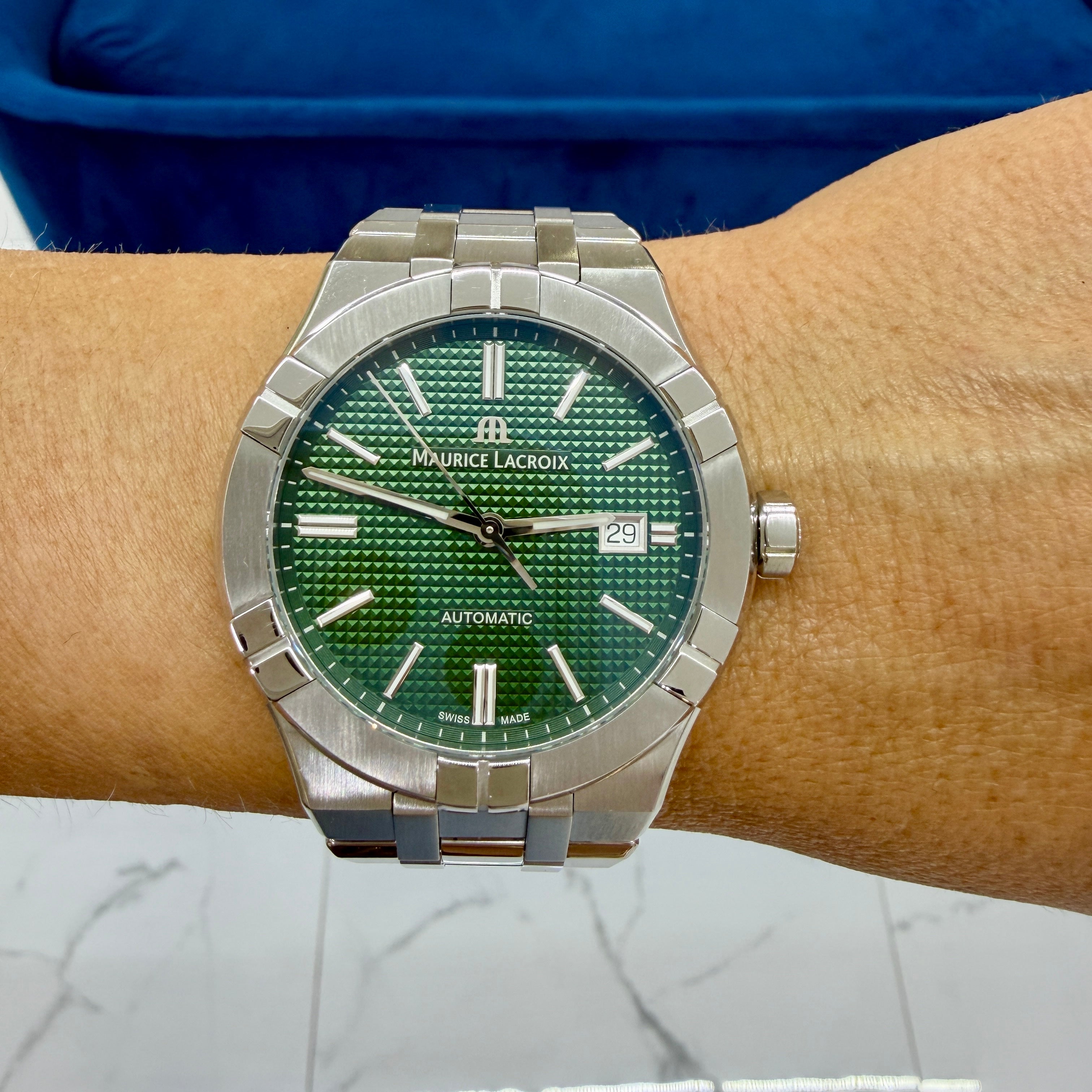 Maurice Laroix Aikon Automatic Date 42MM AI6008-ss00f-630-D Green Steel Watch