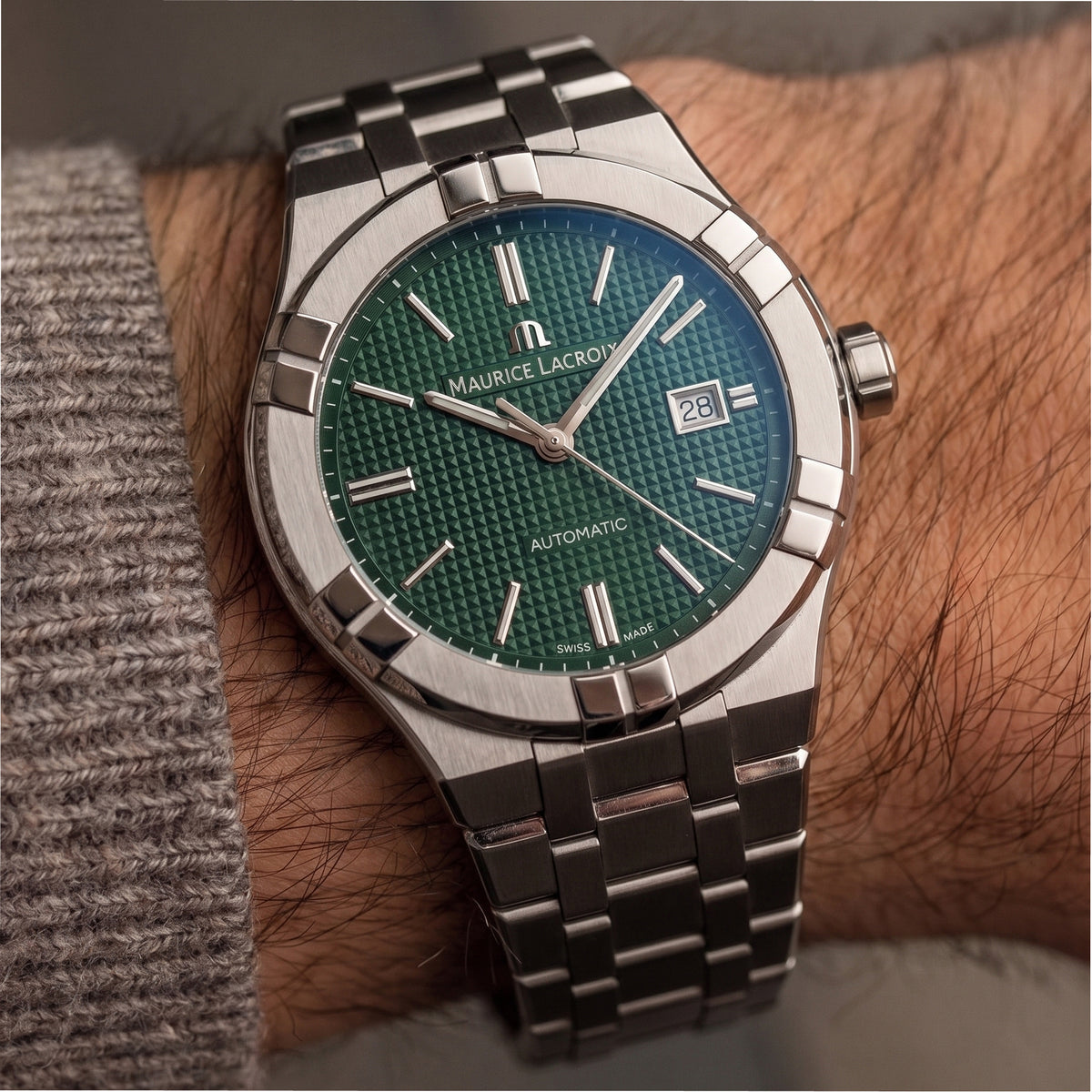Maurice Laroix Aikon Automatic Date 42MM AI6008-ss00f-630-D Green Steel Watch