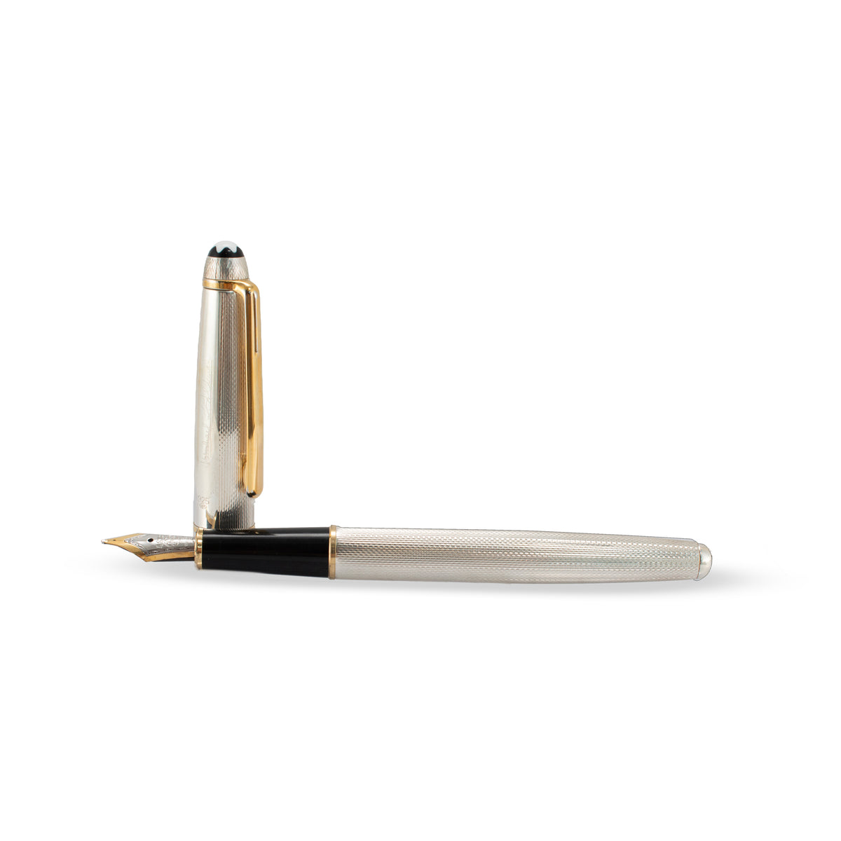 Montblanc Meisterstuck 925 Sterling Silver 18K Yellow Gold Nib Fountain Pen