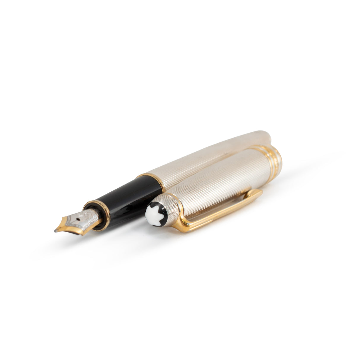 Montblanc Meisterstuck 925 Sterling Silver 18K Yellow Gold Nib Fountain Pen