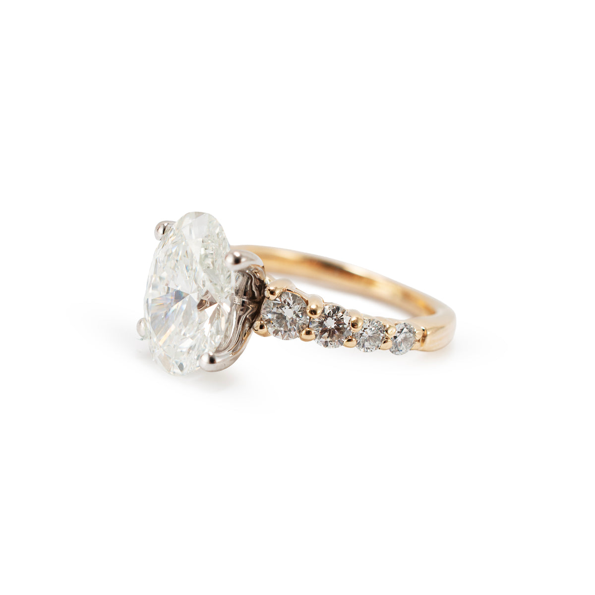 14K Yellow Gold 3.81ctw Oval Lab Grown Diamond Accented Engagement Ring