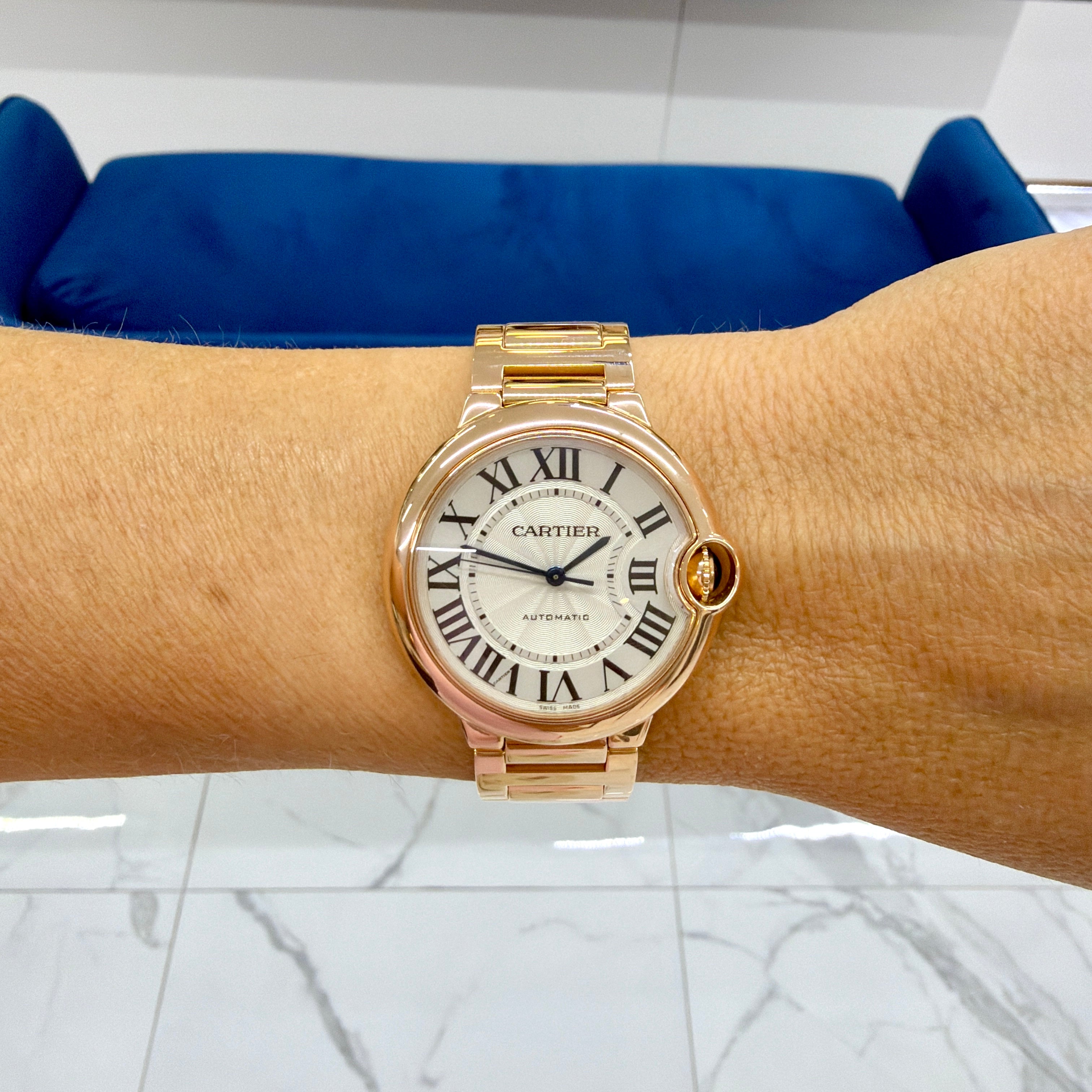 Cartier Ballon Bleu Medium 36MM w69004z2/3003 18K Rose Gold Automatic Watch