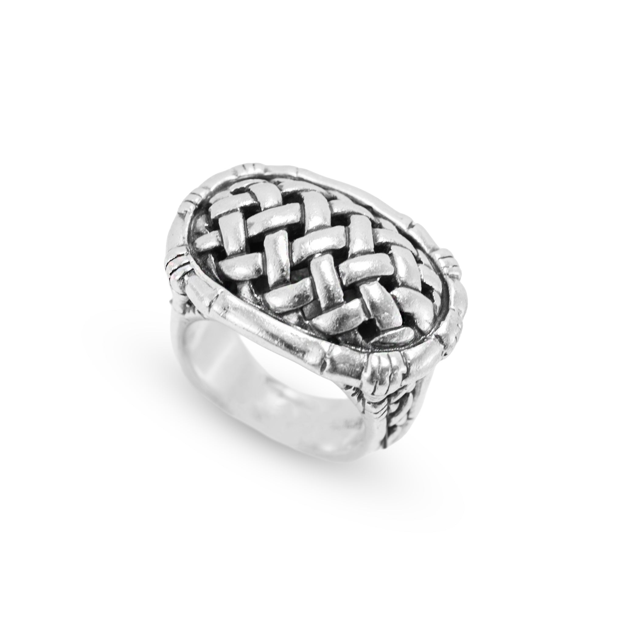 Vintage John Hardy 925 Sterling Silver Basket Wide Weave Dome Band Ring