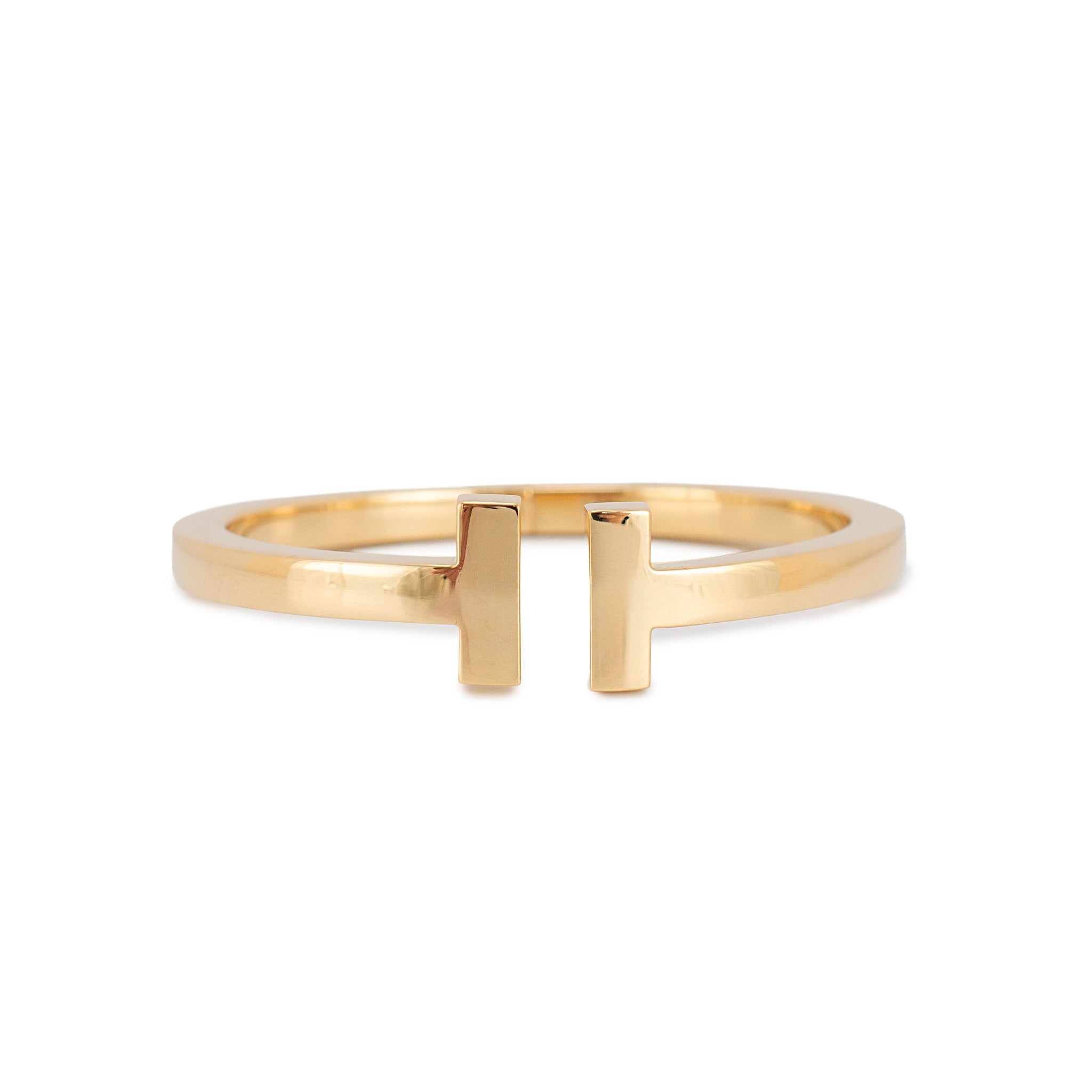 Tiffany & Co. Iconic Tiffany T Square 18K Yellow Gold Cuff Bangle Bracelet